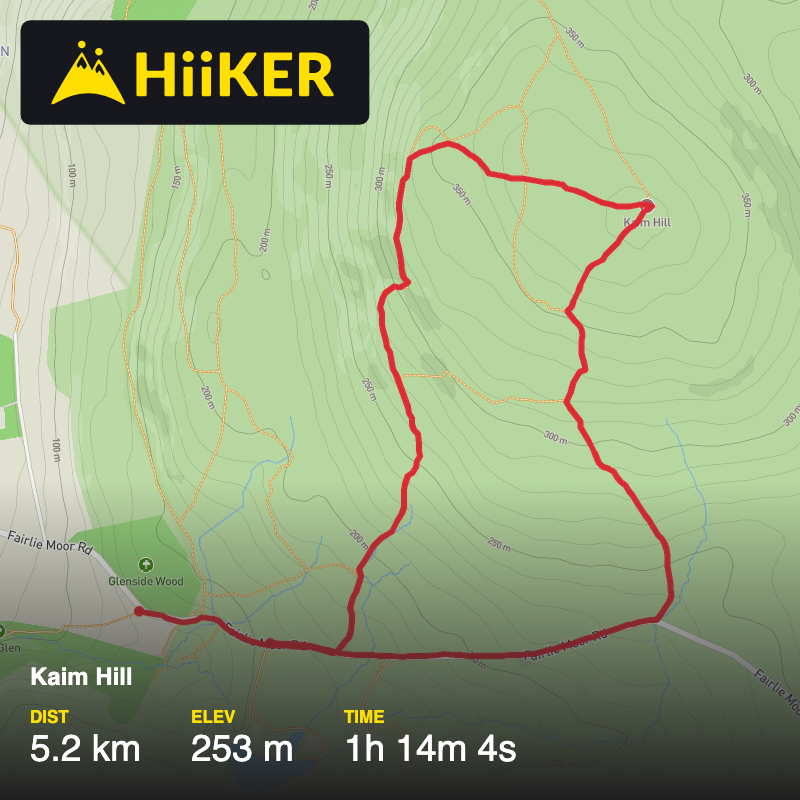 A map preview of the recording Kaim Hill.