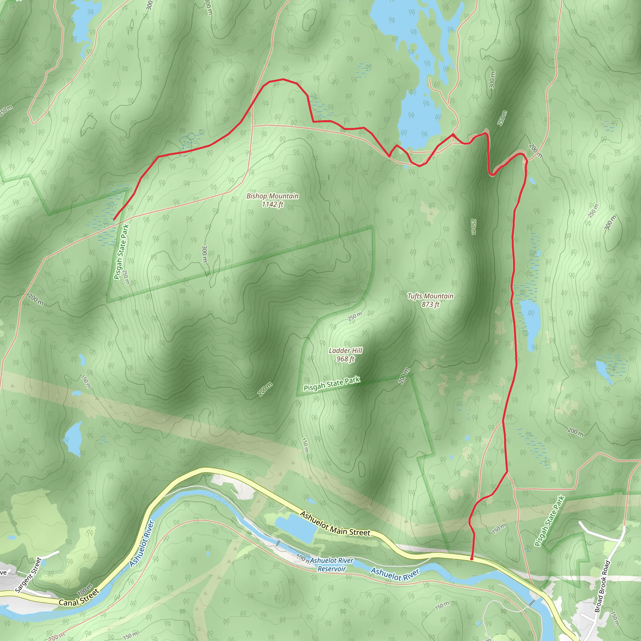 Bishop Mountain via Reservoir Road mobile static map
