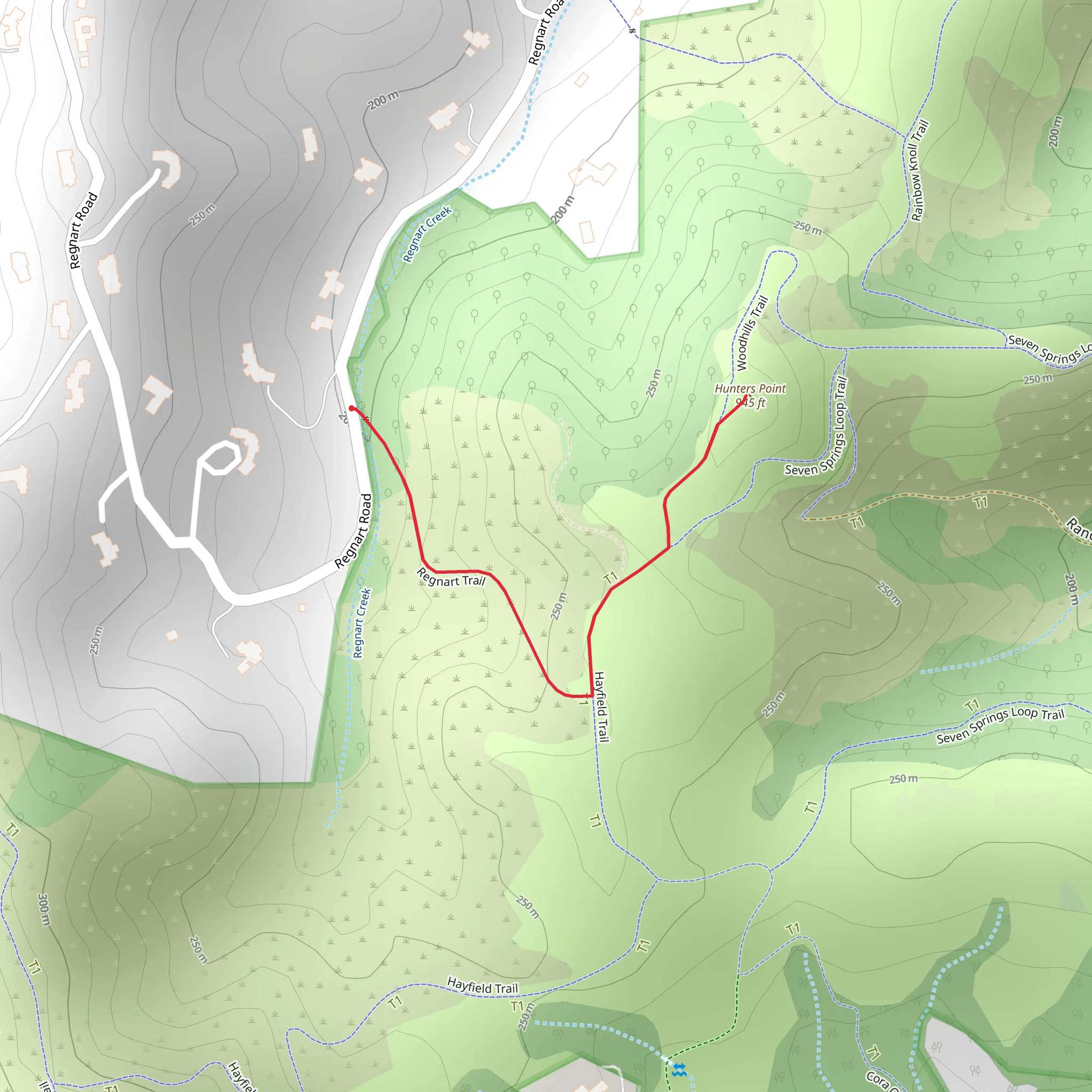 Hunters Point via Regnart Trail mobile static map