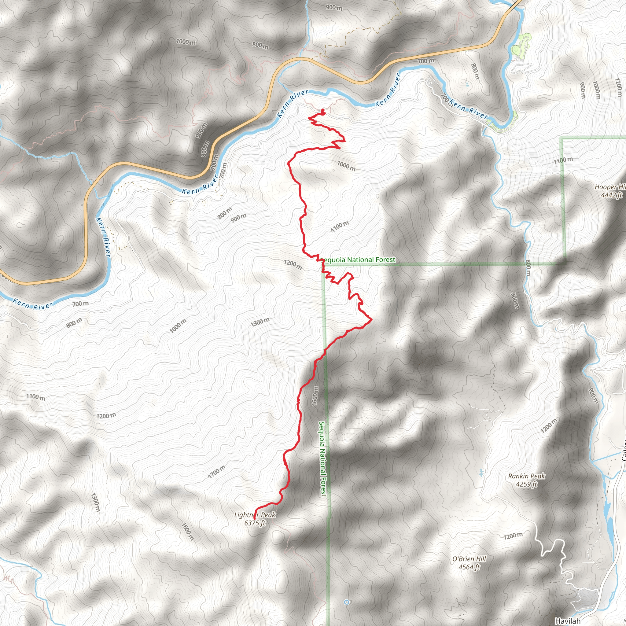 Lightner Peak from Kern Canyon Road mobile static map