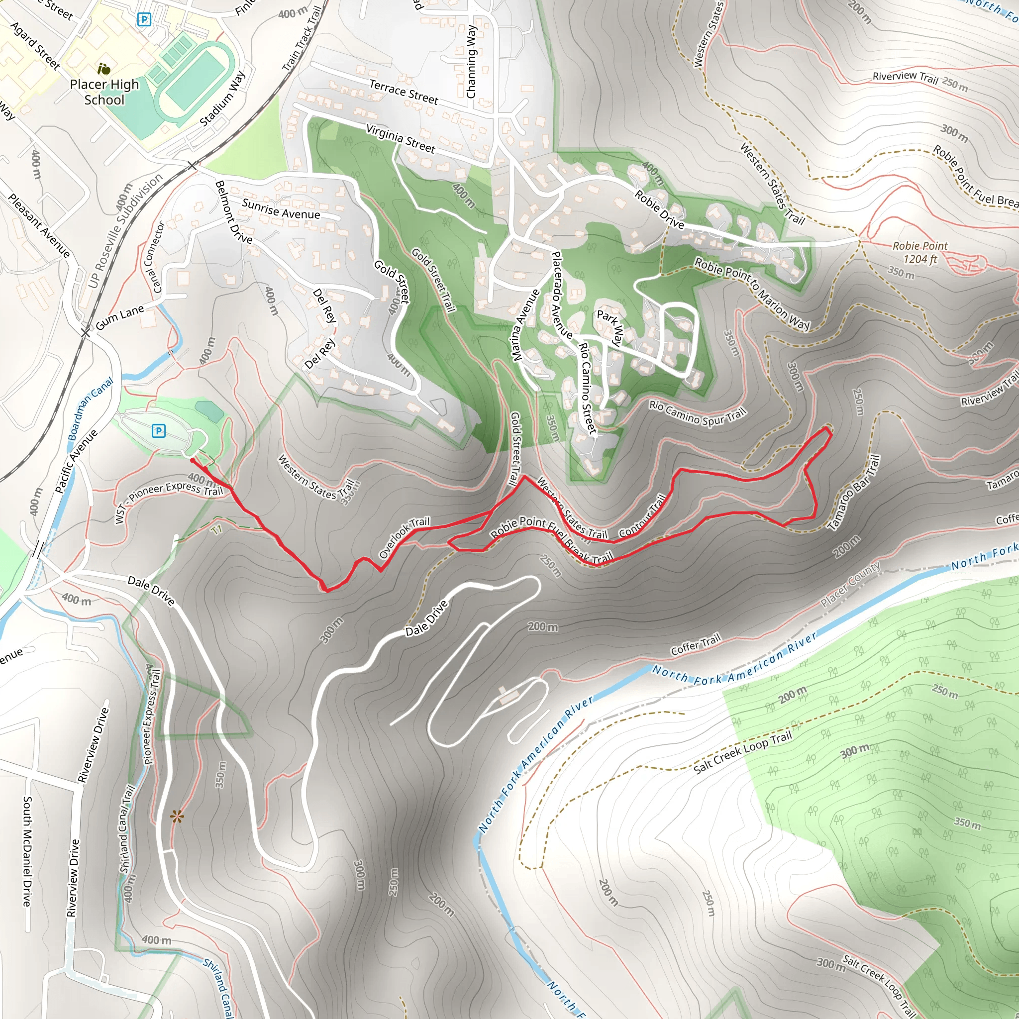 Robie Point Fuel Break Trail and Contour Trail Loop mobile static map
