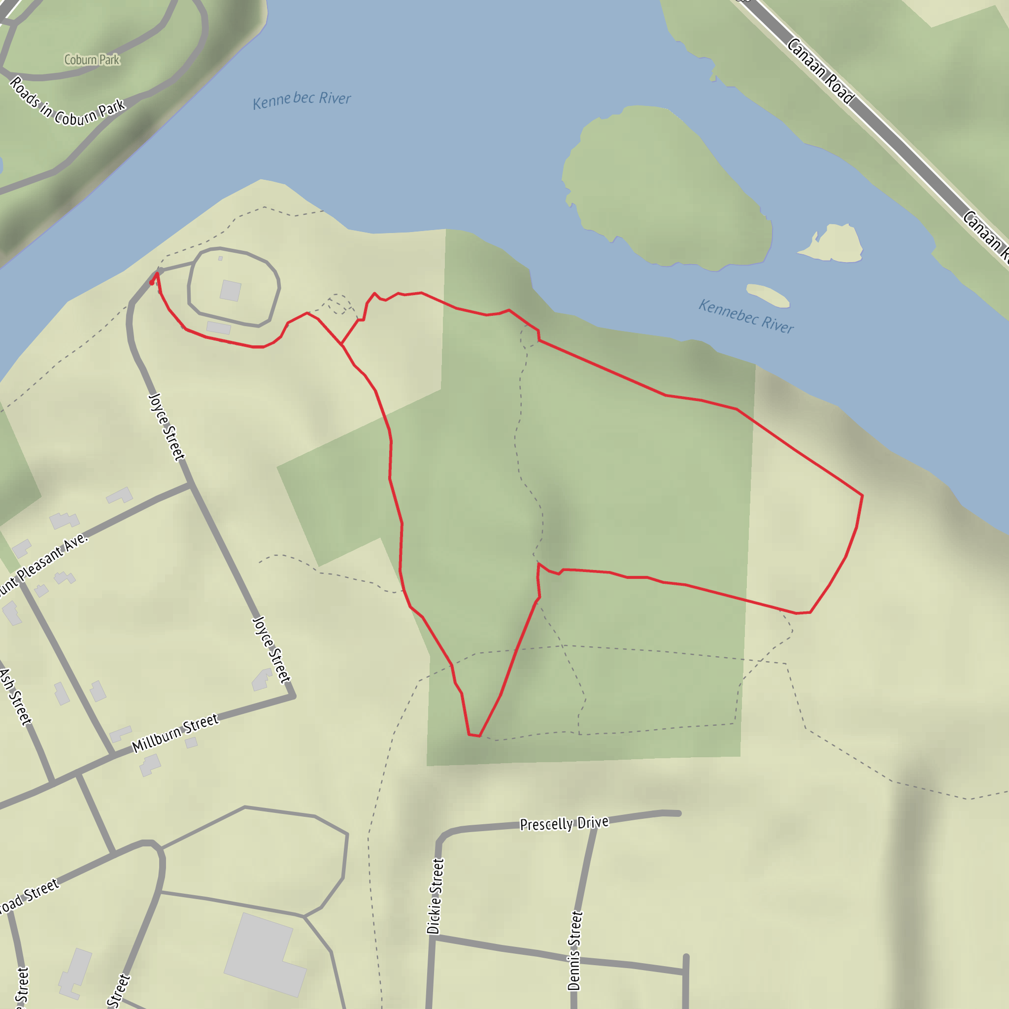 Kennebec River via Philbric Trail mobile static map