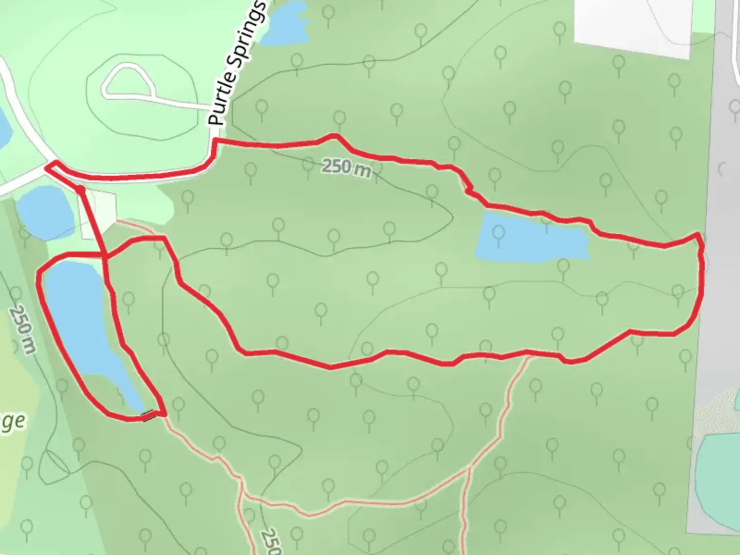 An image depicting the trail Pertle Springs Loop - East and its surrounding area.