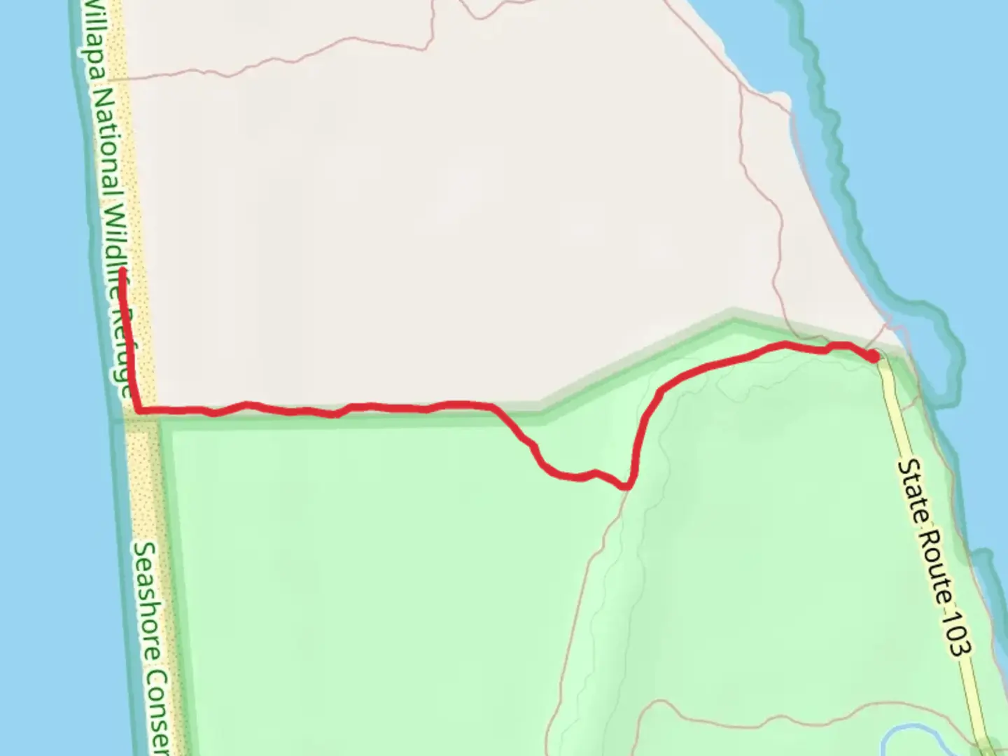 An image depicting the trail Weather Beach Trail and its surrounding area.