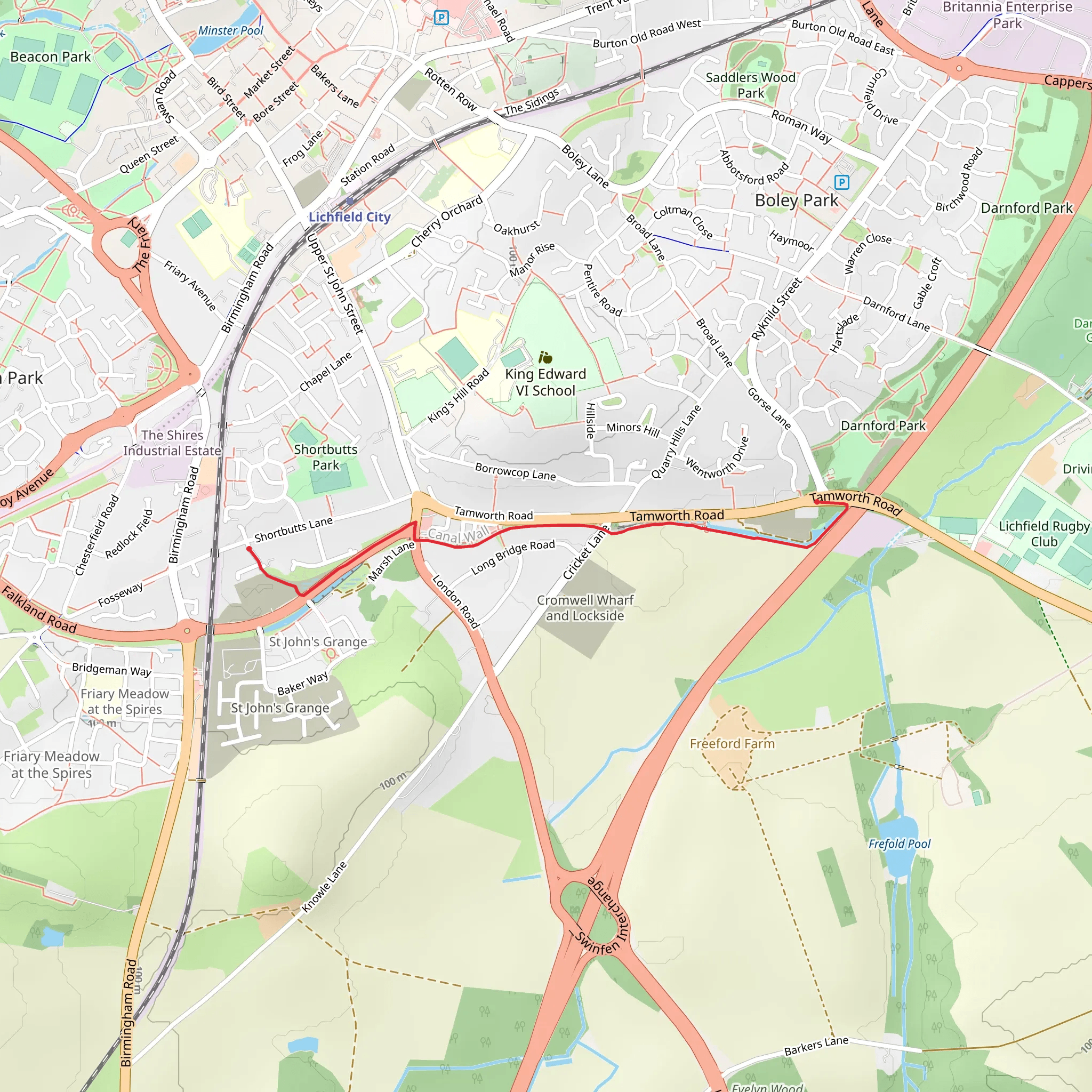 Lichfield Canal Walk mobile static map