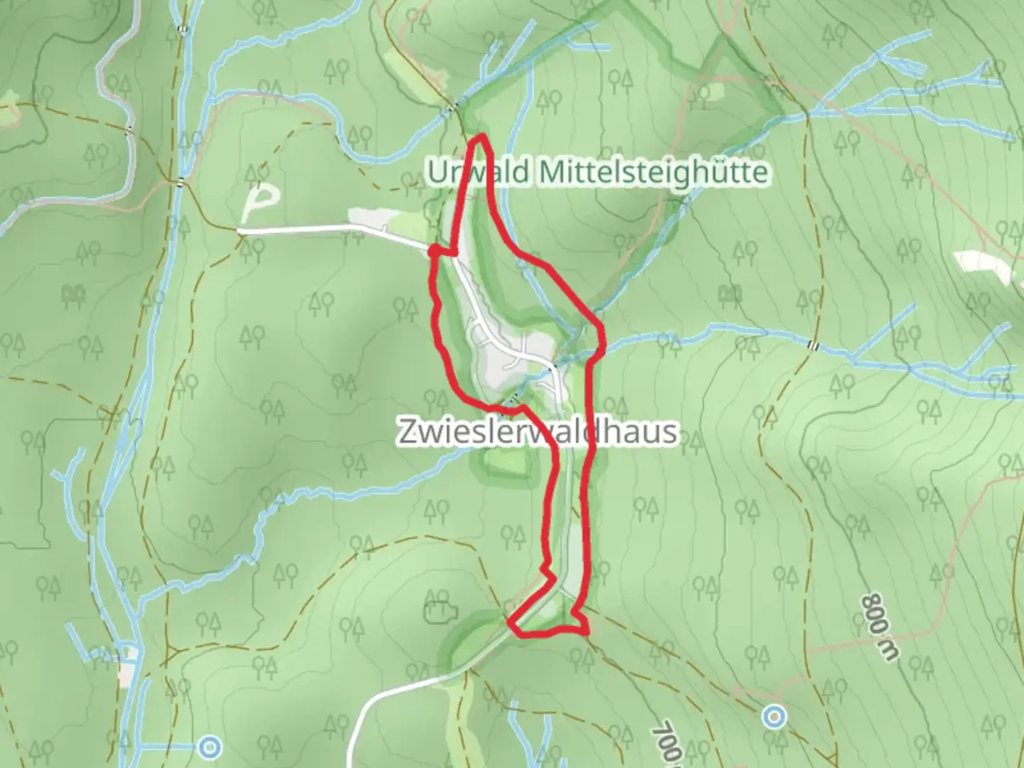 An image depicting the trail Luchsfaehrte and Ameise Loop and its surrounding area.
