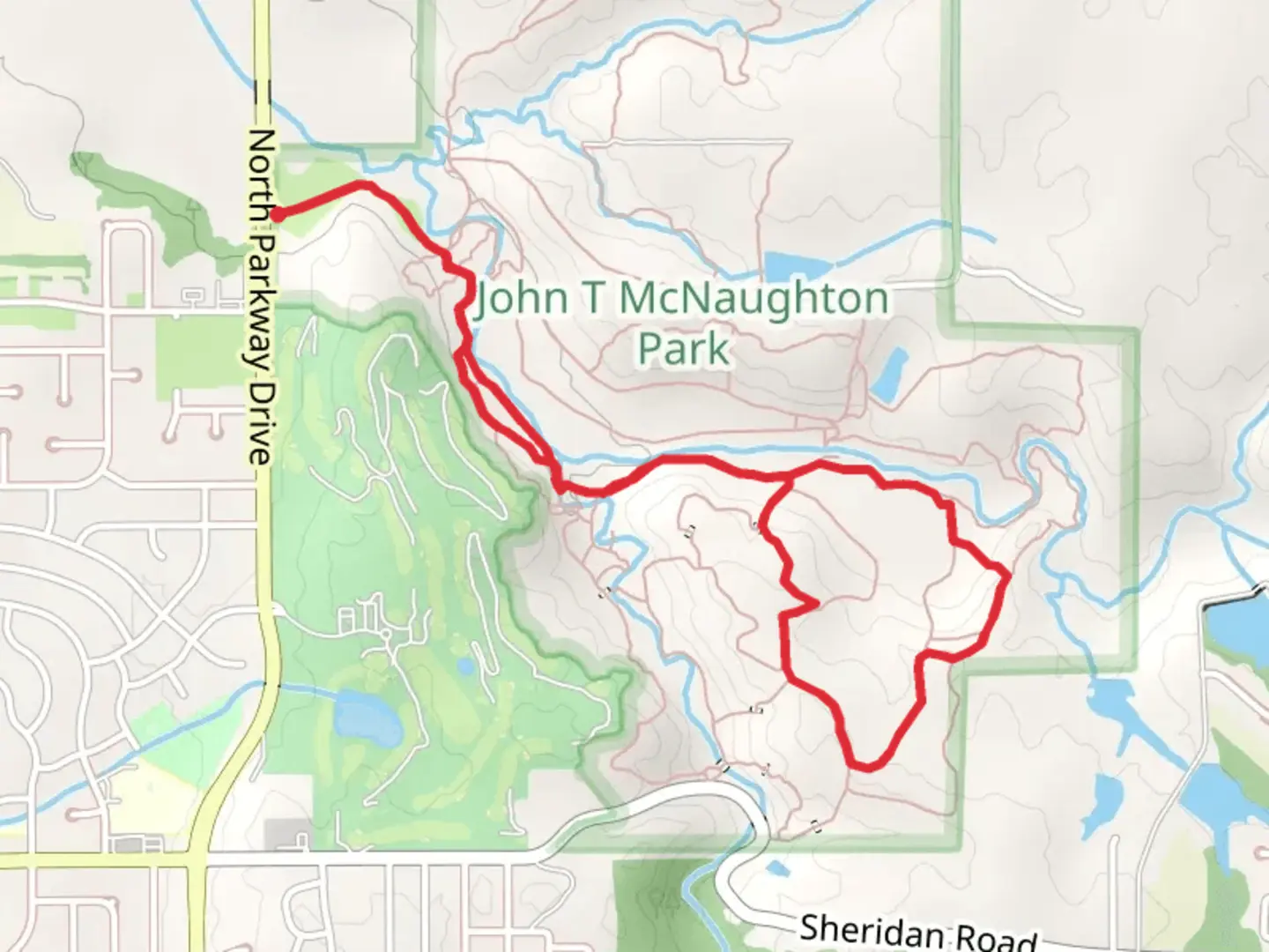 An image depicting the trail Lick Creek - Potawatomi Trail and its surrounding area.