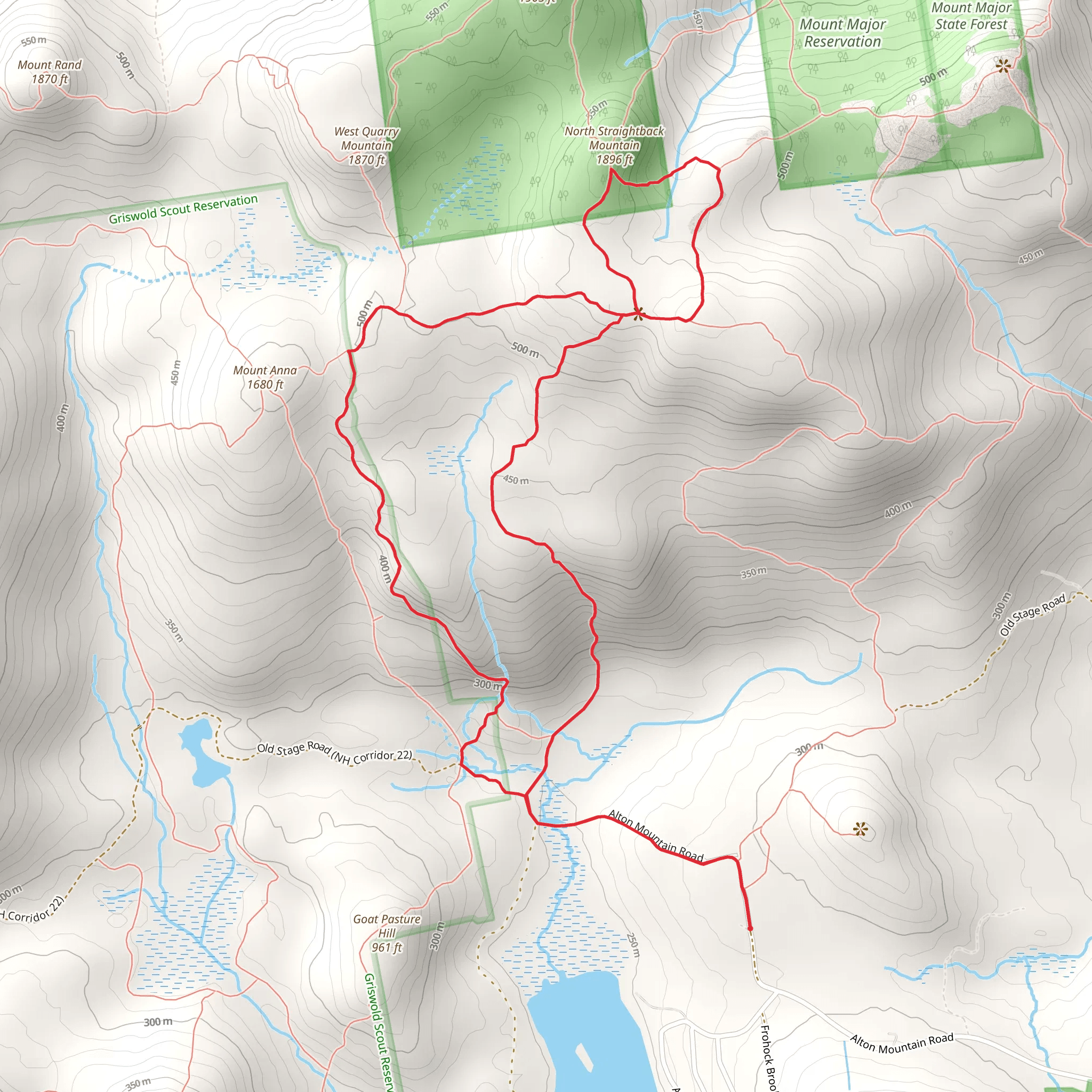 Straightback Mountain and North Straightback Mountain Loop mobile static map