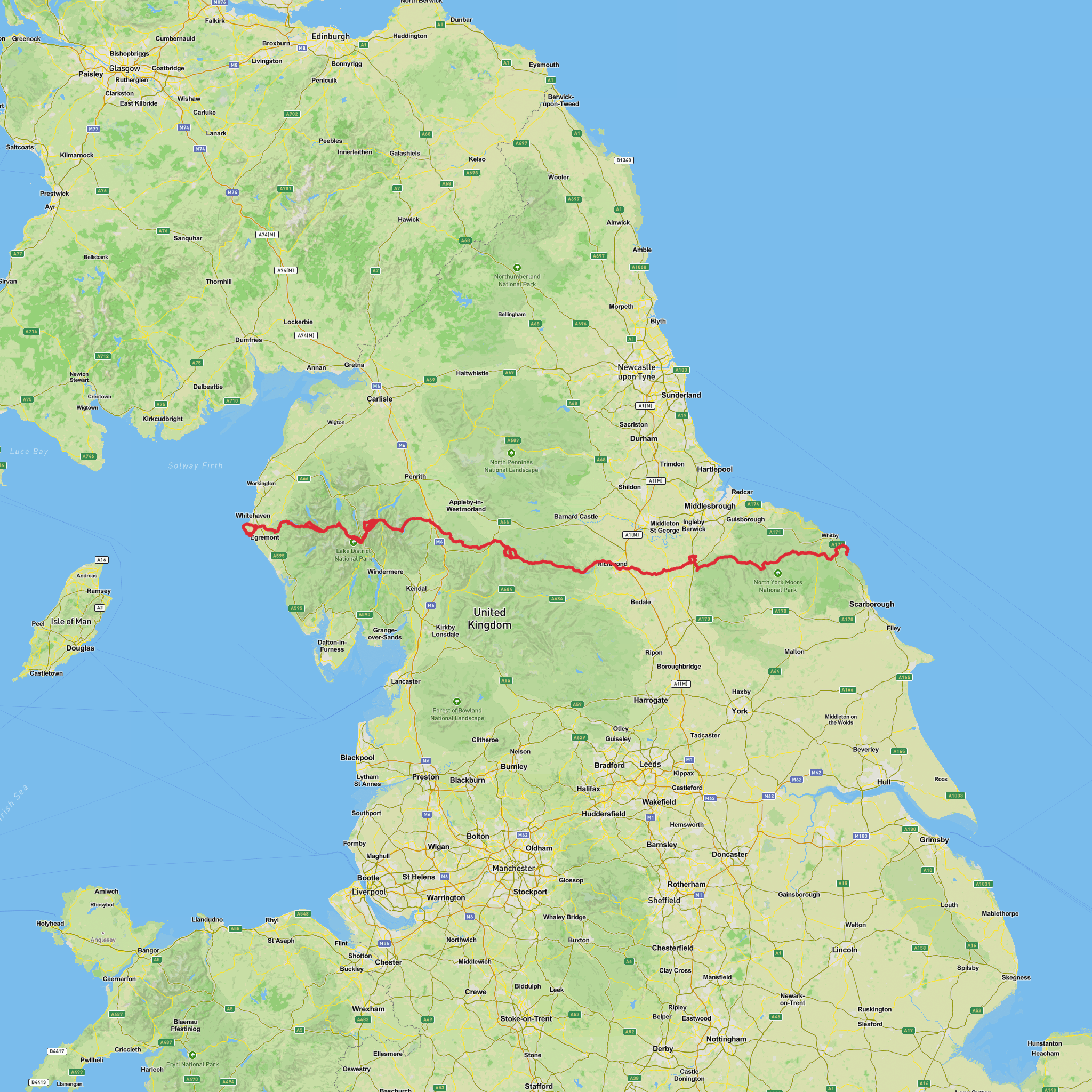 Coast to Coast Walk mobile static map