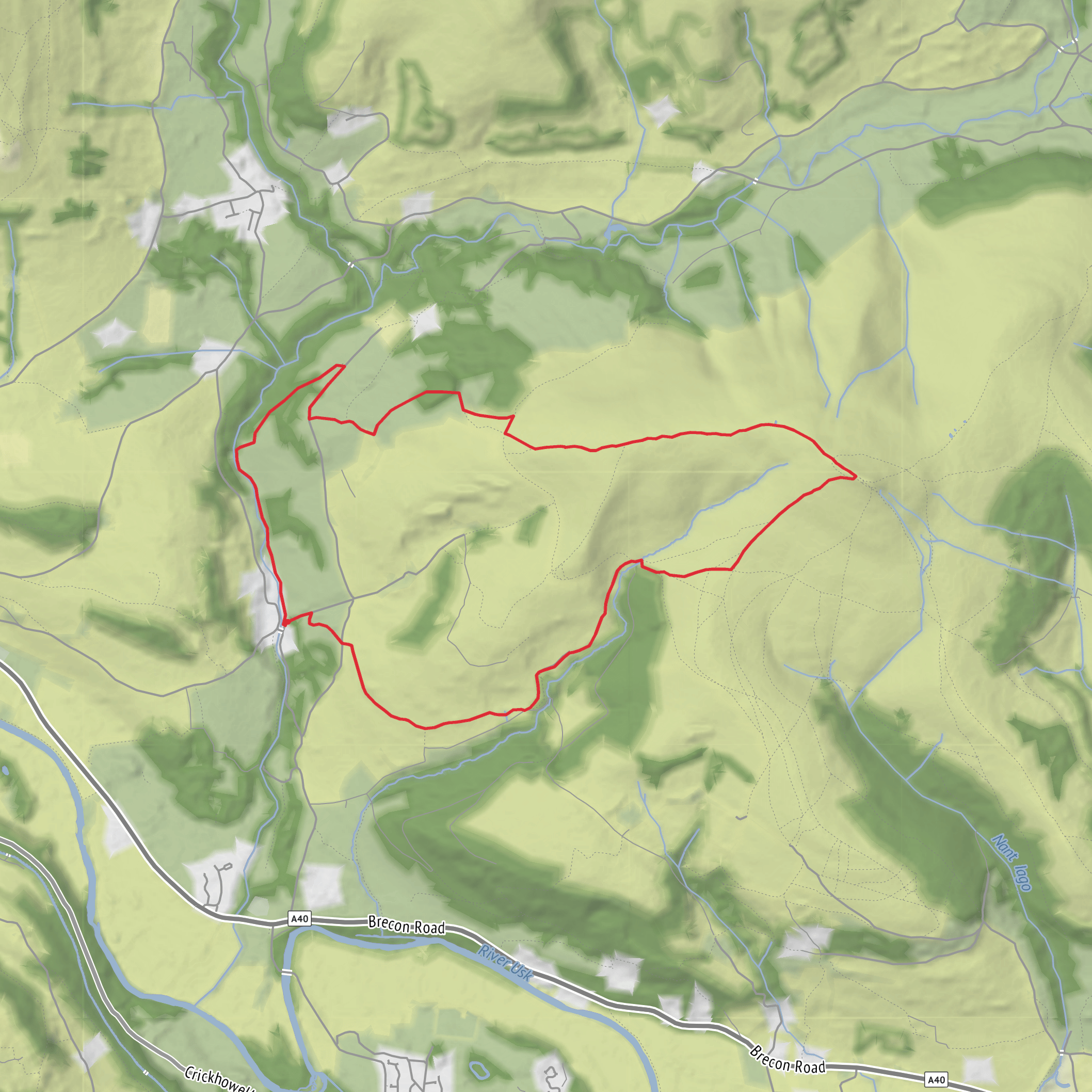 Sugar Loaf and Mynydd Pen-y-fal Loop mobile static map