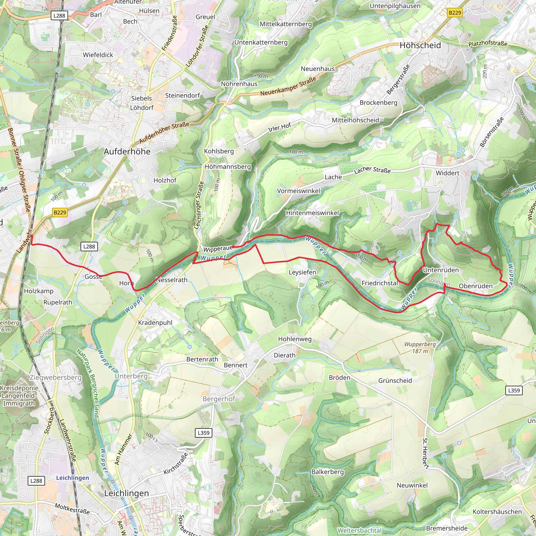 Wupper via Wupperweg and Schloesser Weg mobile static map