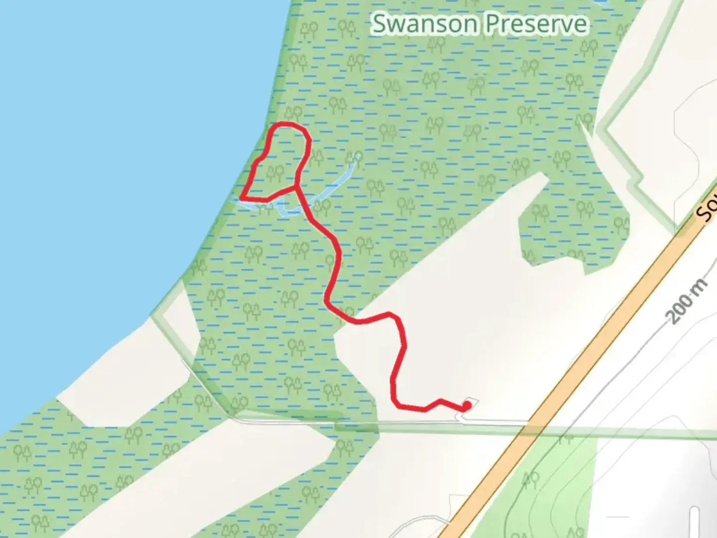 An image depicting the trail Swanson Preserve and its surrounding area.