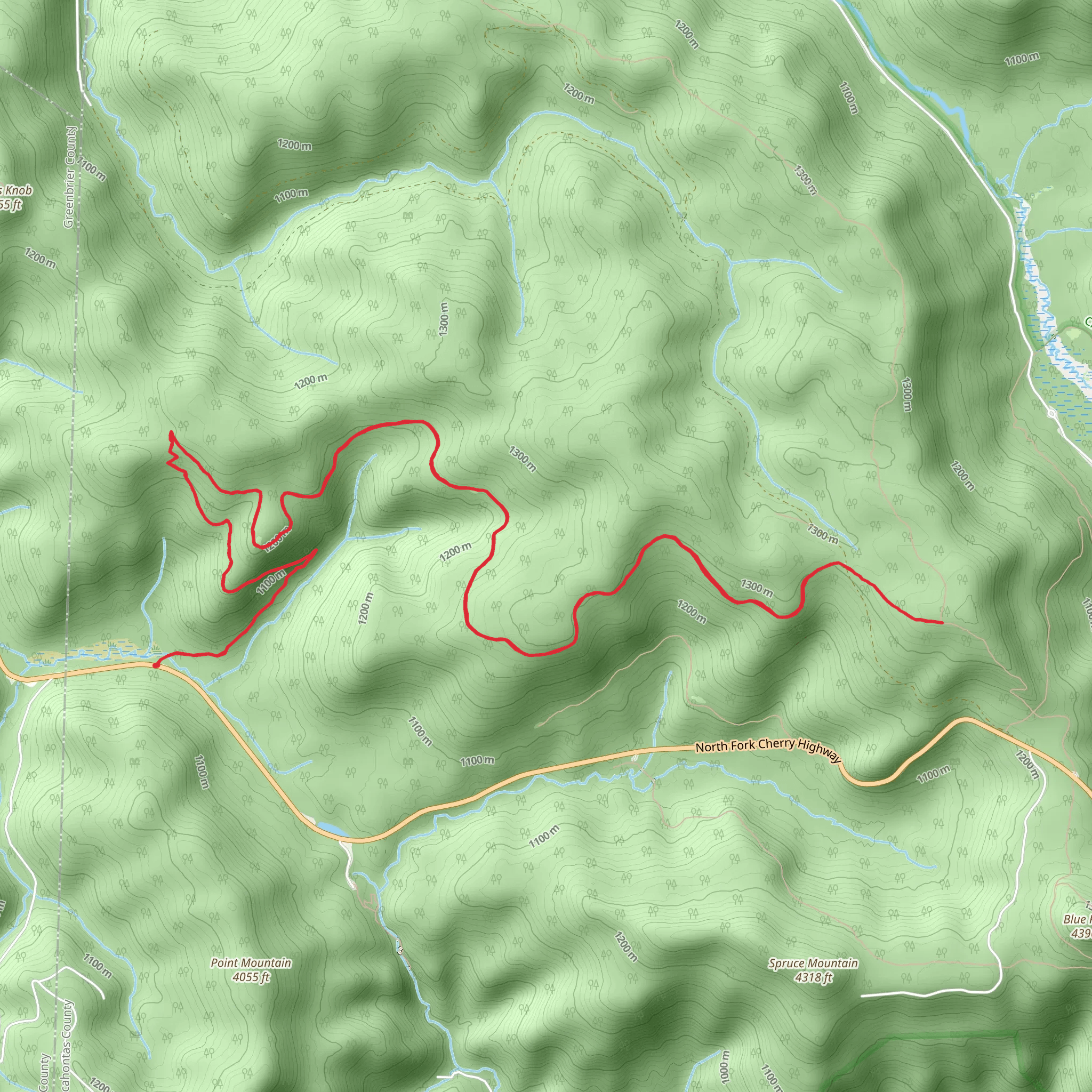 Frosty Gap via Eagle Camp Trail and Pocahontas Trail mobile static map