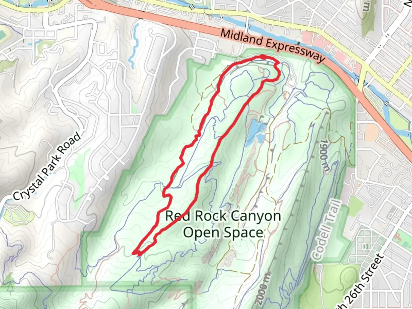 An image depicting the trail Roundup and Mesa Trail and its surrounding area.