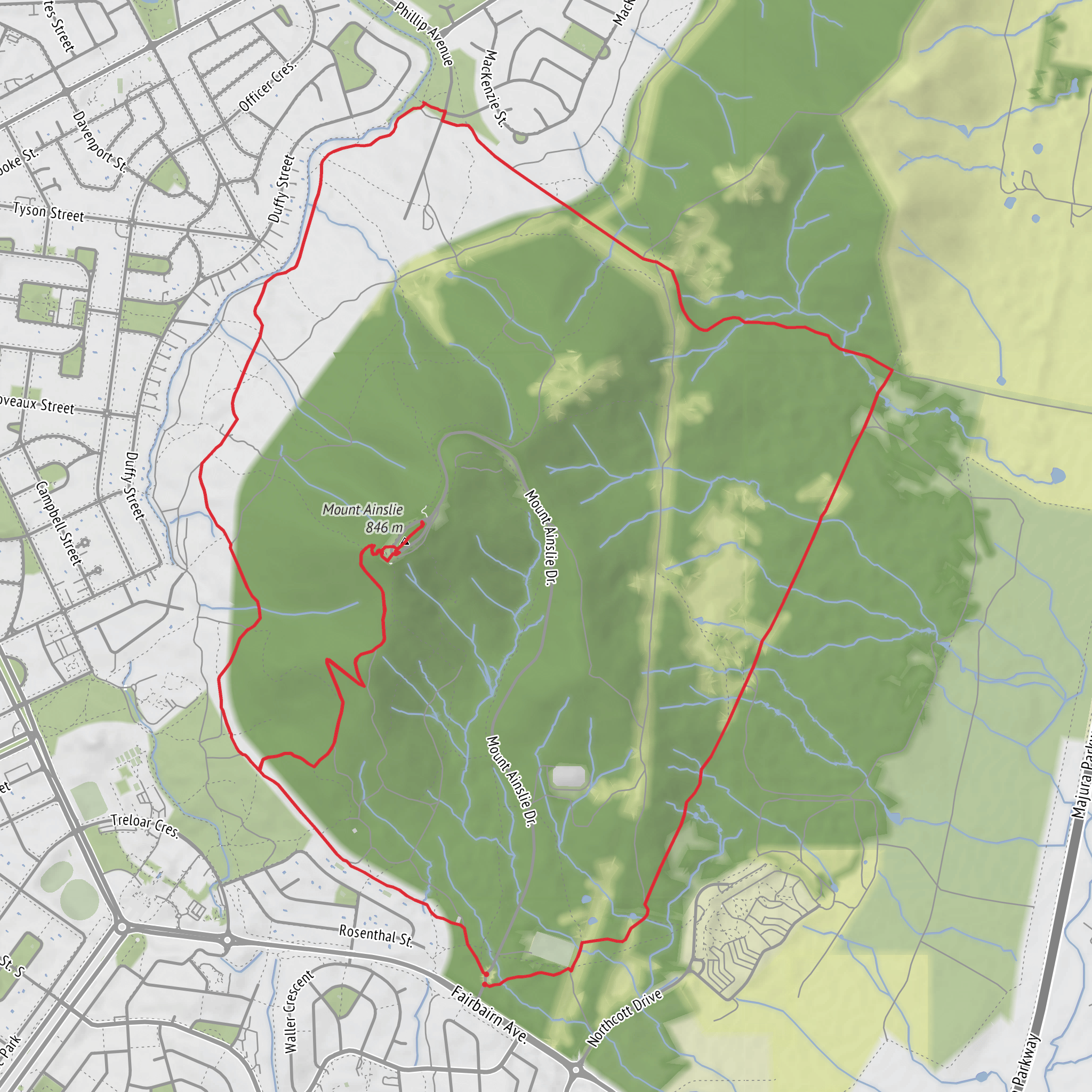Mount Ainsley Summit and Base Loop mobile static map