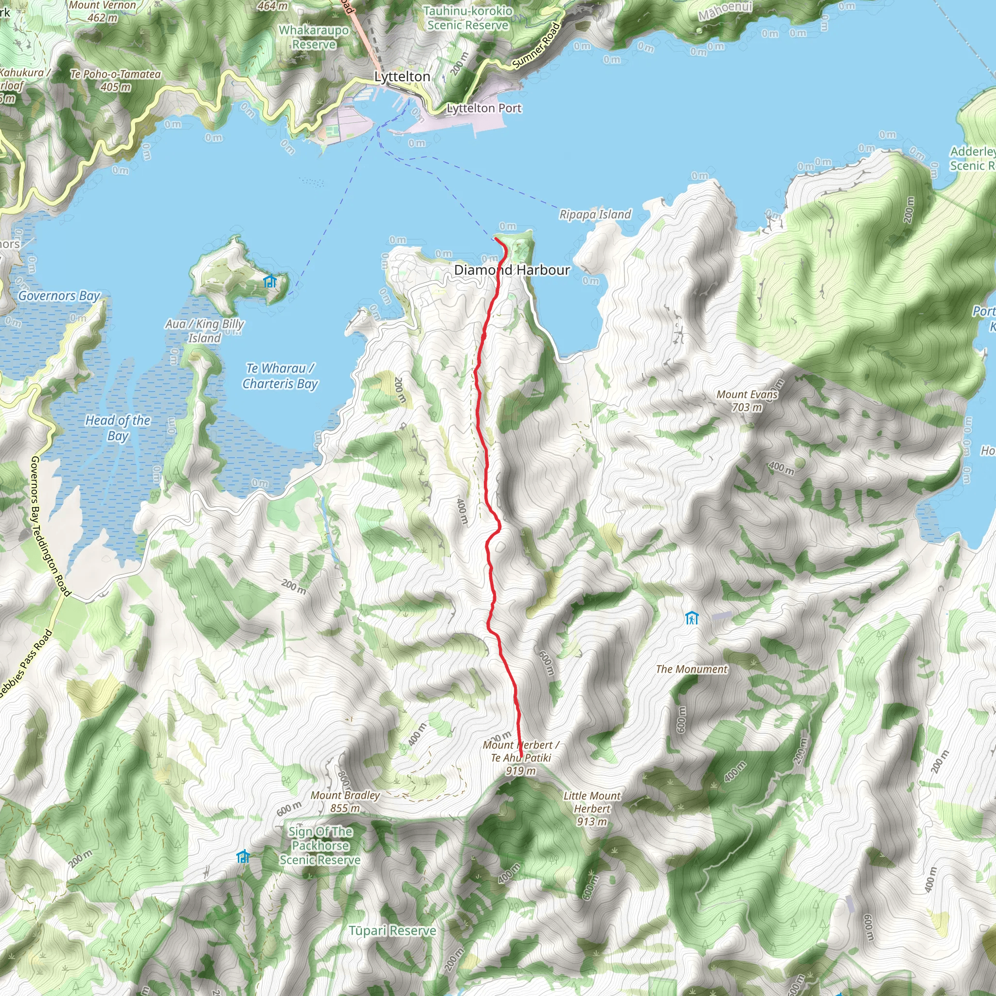 Mt Herbert Walkway - Summit and Return mobile static map