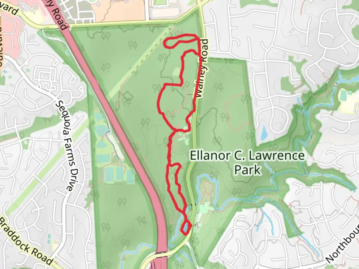 An image depicting the trail Walney Pond - Ellanoe C Lawrence Park and its surrounding area.