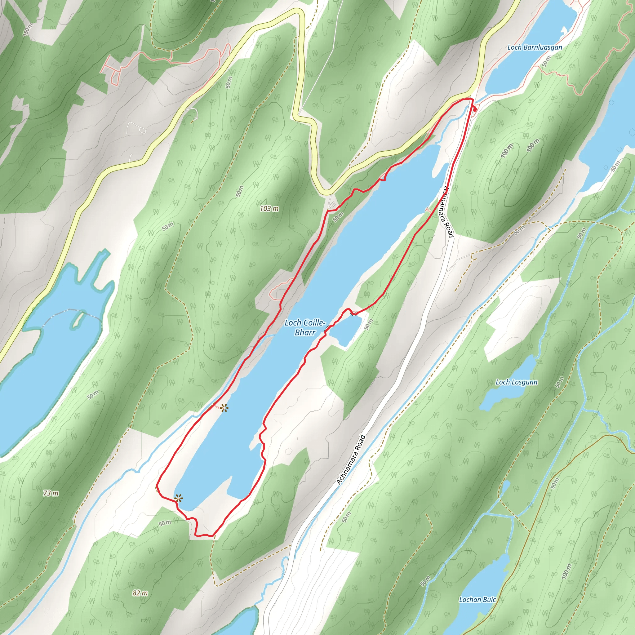 Loch Coille-Bharr Loop Trail mobile static map