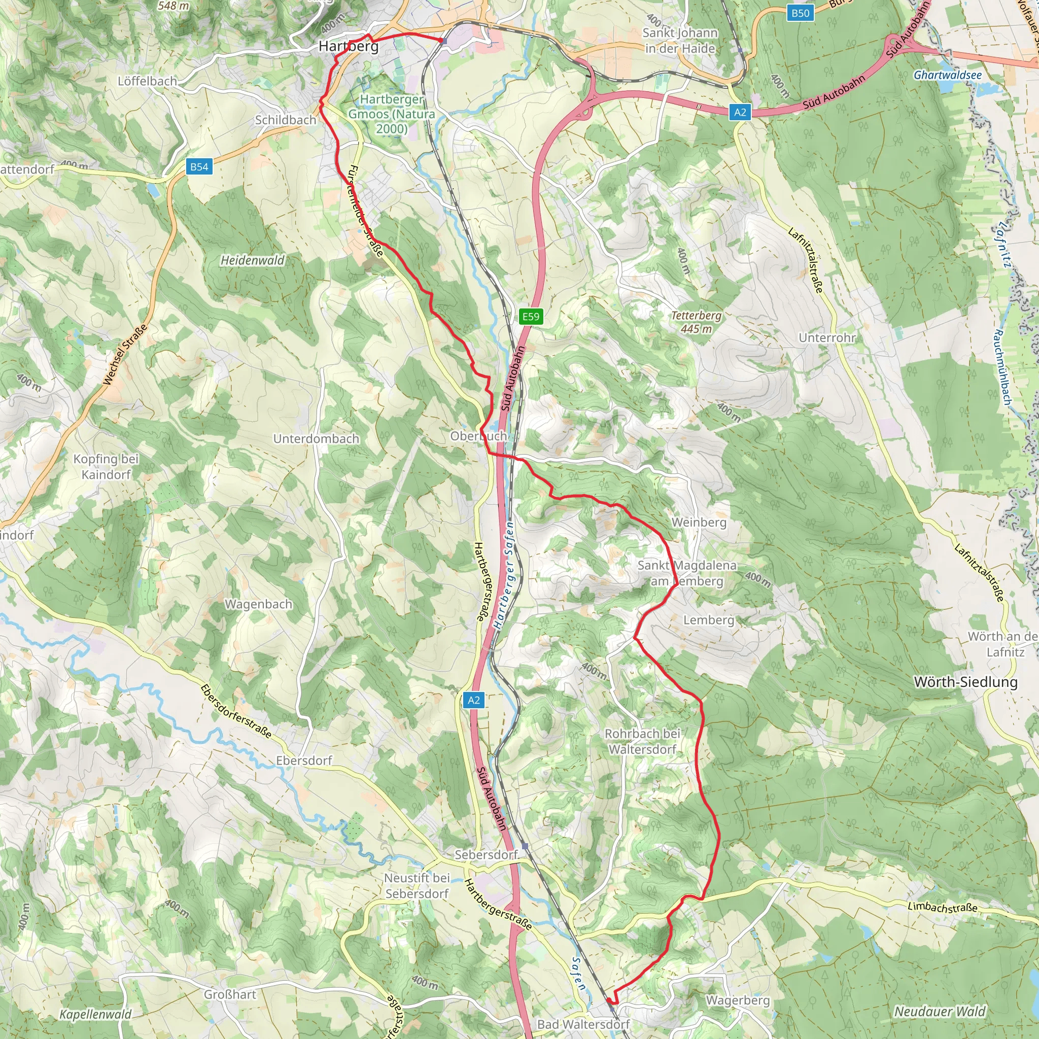 Hartberg Railway Station - Bad Waltersdorf Railway Station mobile static map