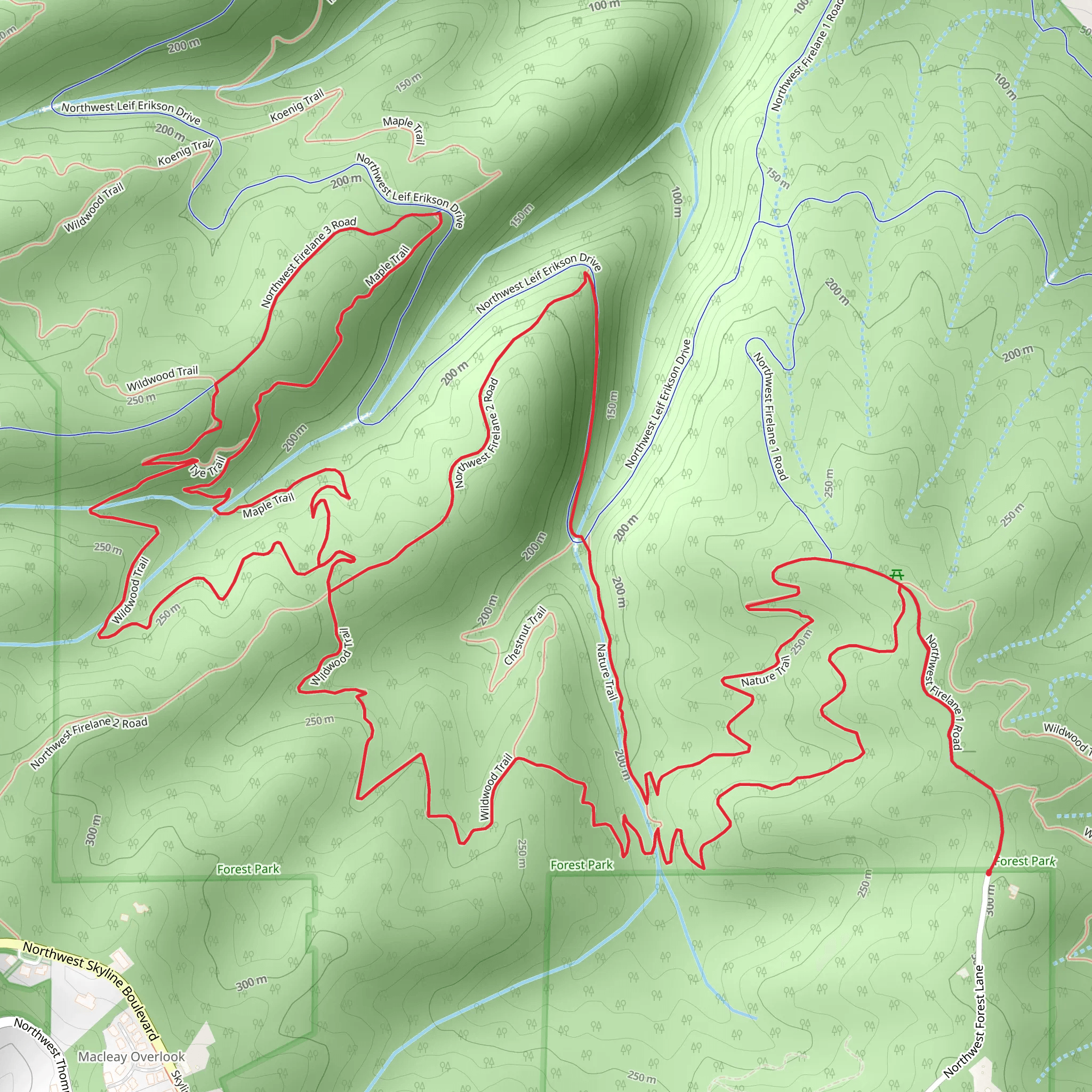 Wildwood, Maple and Nature Loop Trail mobile static map