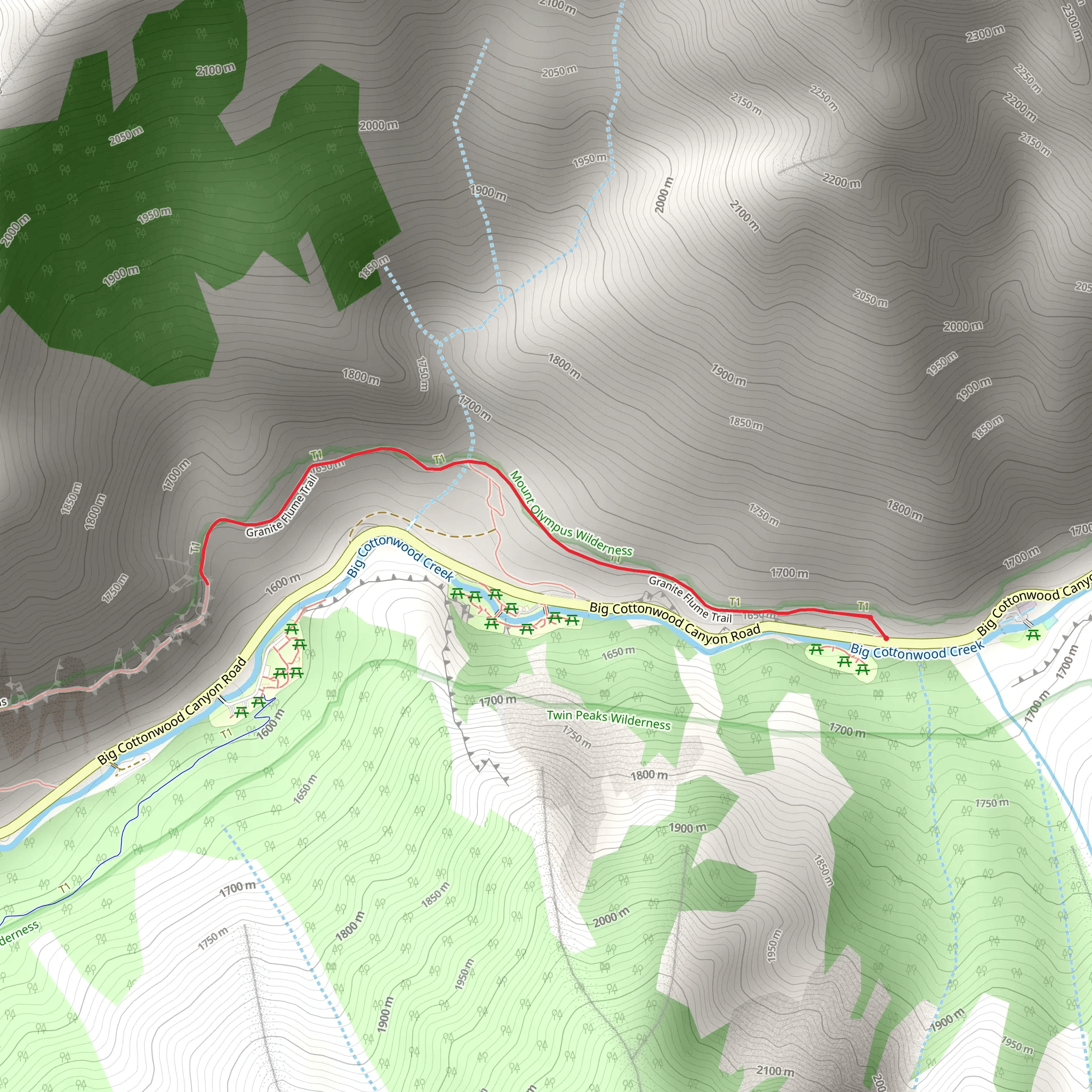 Granite Flume Trail Out and Back mobile static map