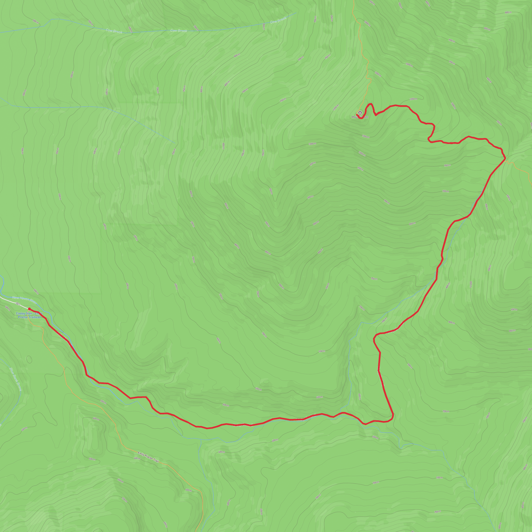 Mount Grant via Cooley Glen Trail and Vermont Long Trail mobile static map