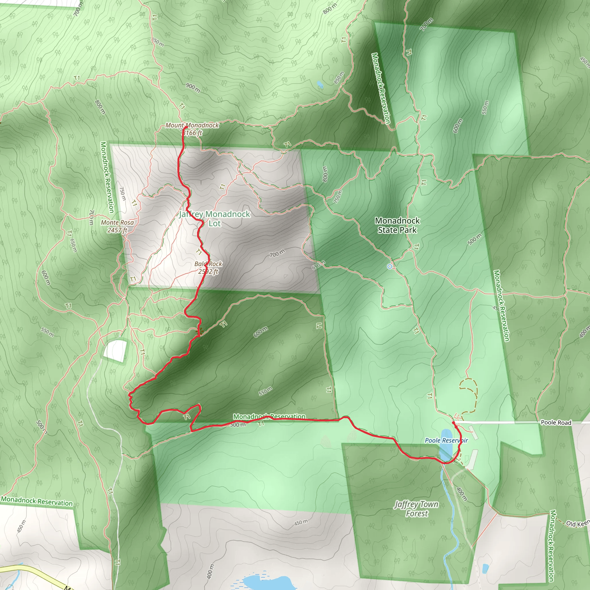 Mt Monadnock and Bald Rock Trail mobile static map