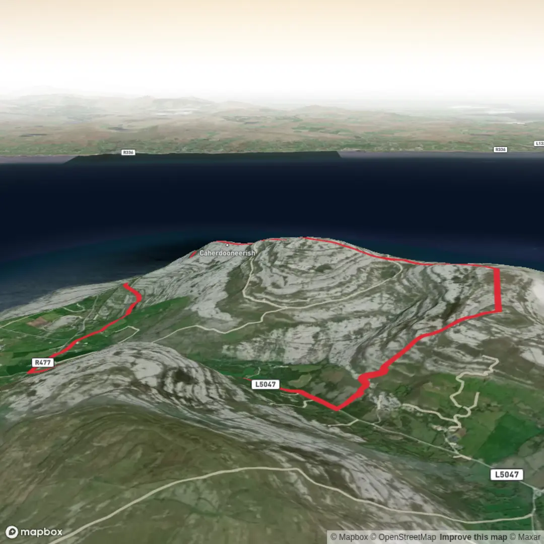 An image depicting the trail Gleninagh_Doughbranneen_1 and its surrounding area.