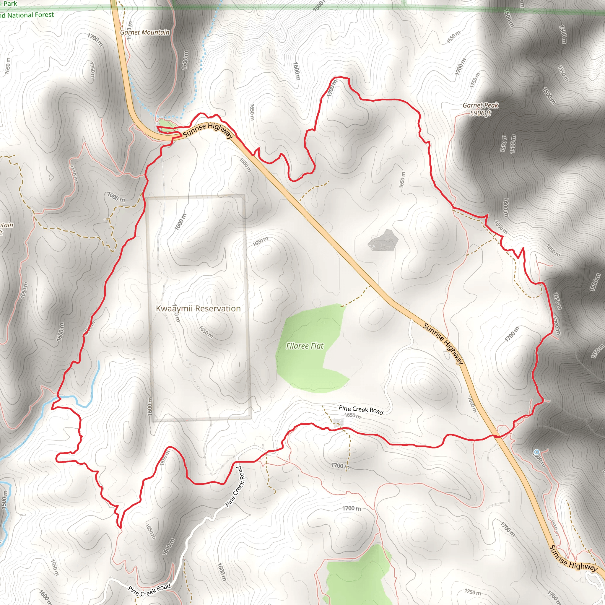 Noble Canyon - Indian Creek Loop Trail mobile static map