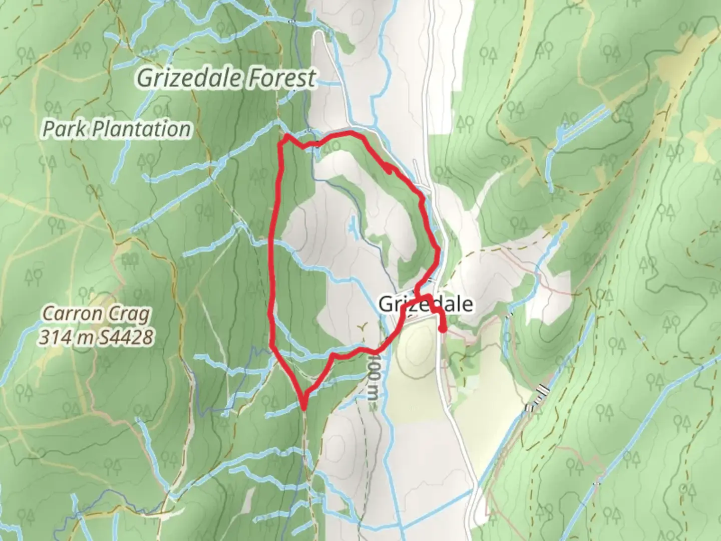 An image depicting the trail Mill Wood Loop and its surrounding area.