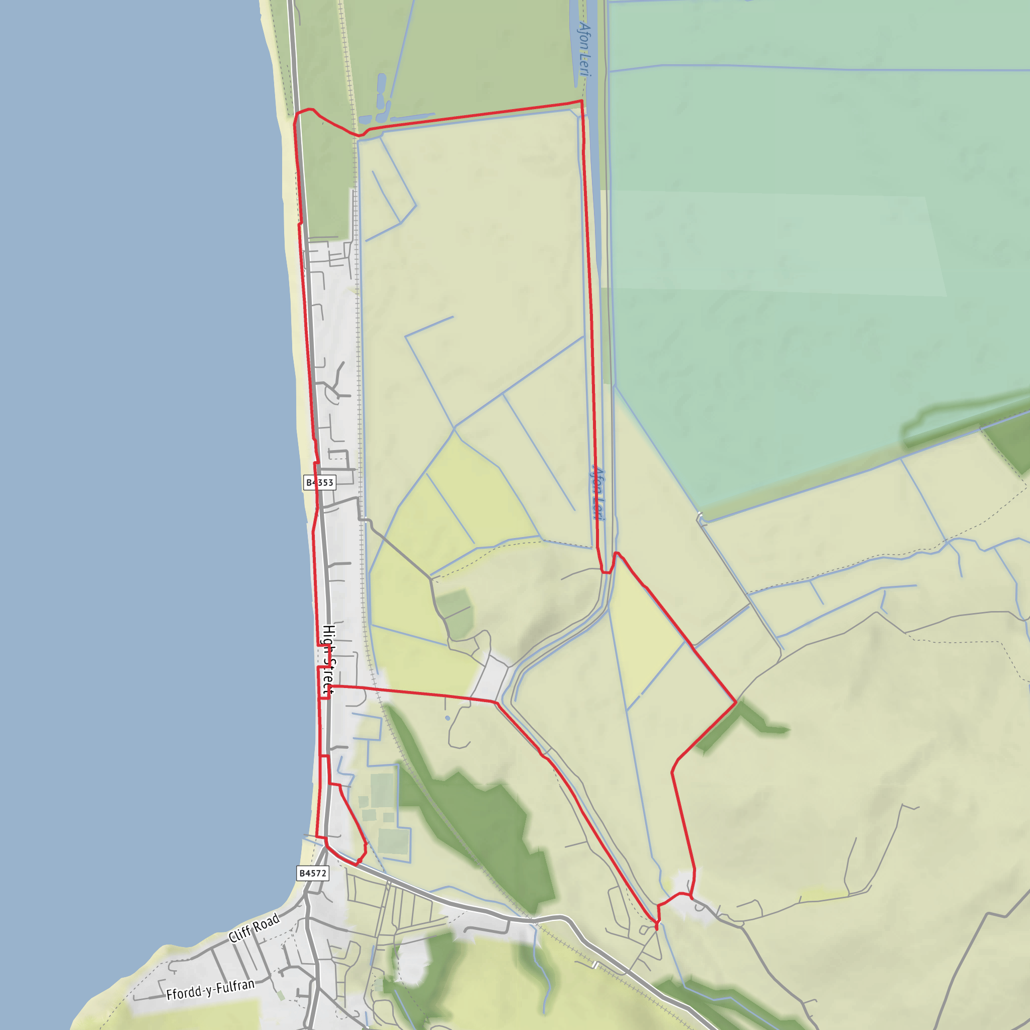 Hike from Morfa Borth mobile static map