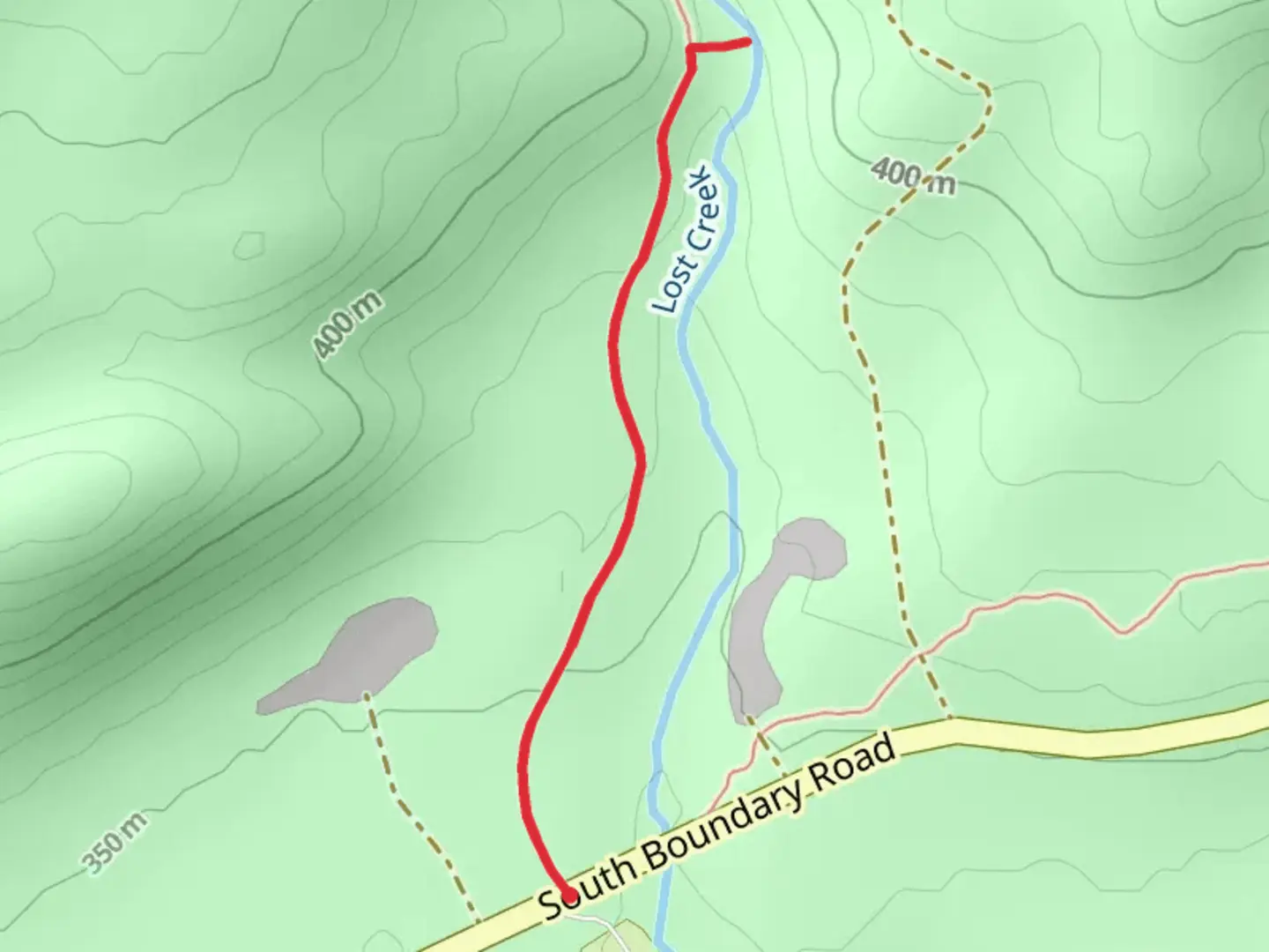 An image depicting the trail Lost Creek Yurt via Lost Lake Trail and its surrounding area.