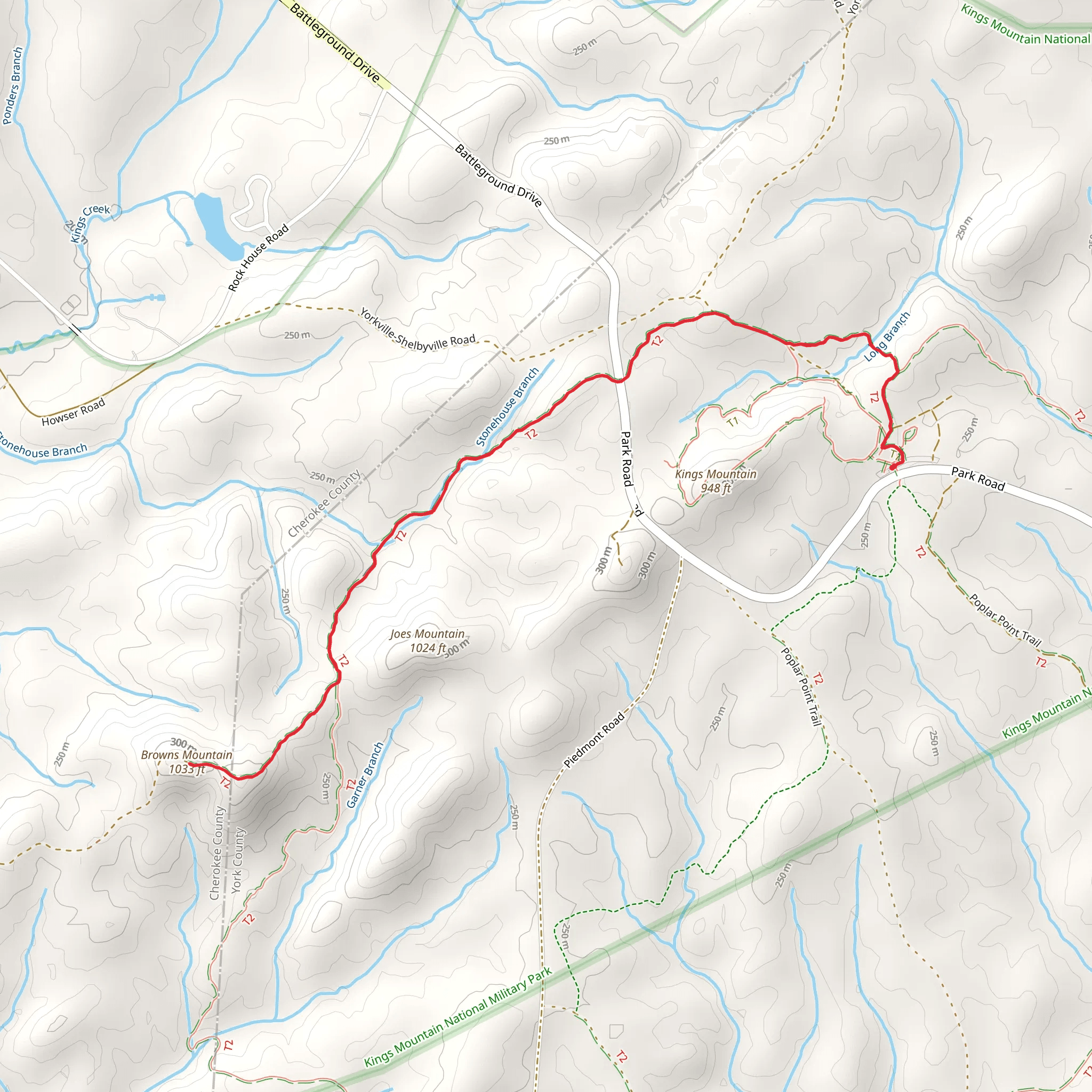 Browns Mountain Trail mobile static map