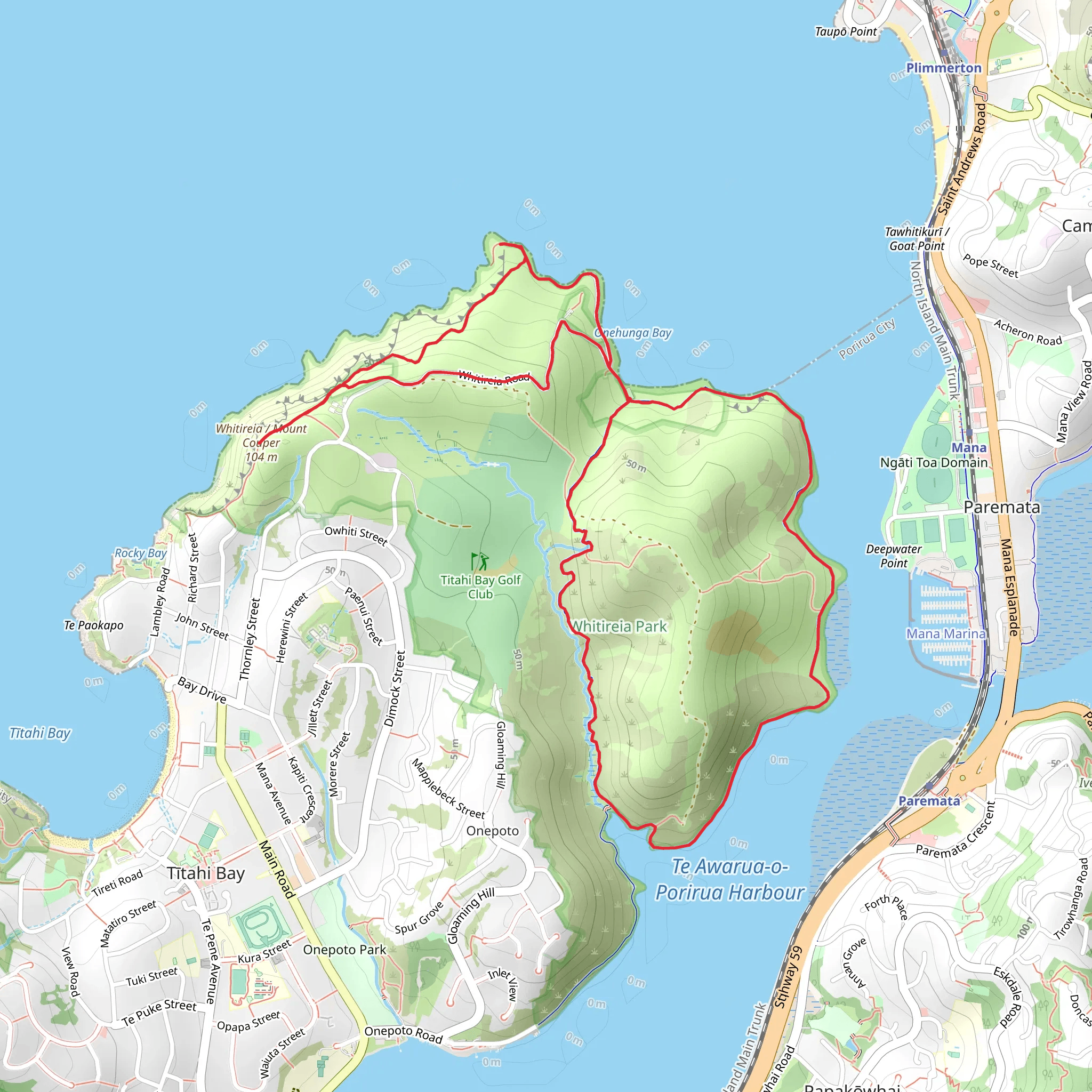 Whitireia Park Big Loop mobile static map
