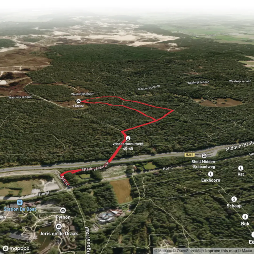 An image depicting the trail Wandeling langs explosief verleden and its surrounding area.