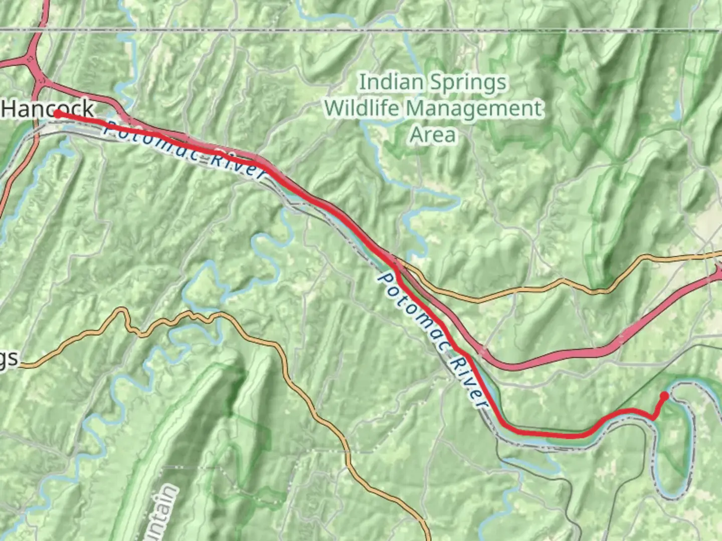 An image depicting the trail Potomac River - Chesapeake and Ohio Canal Trail and its surrounding area.