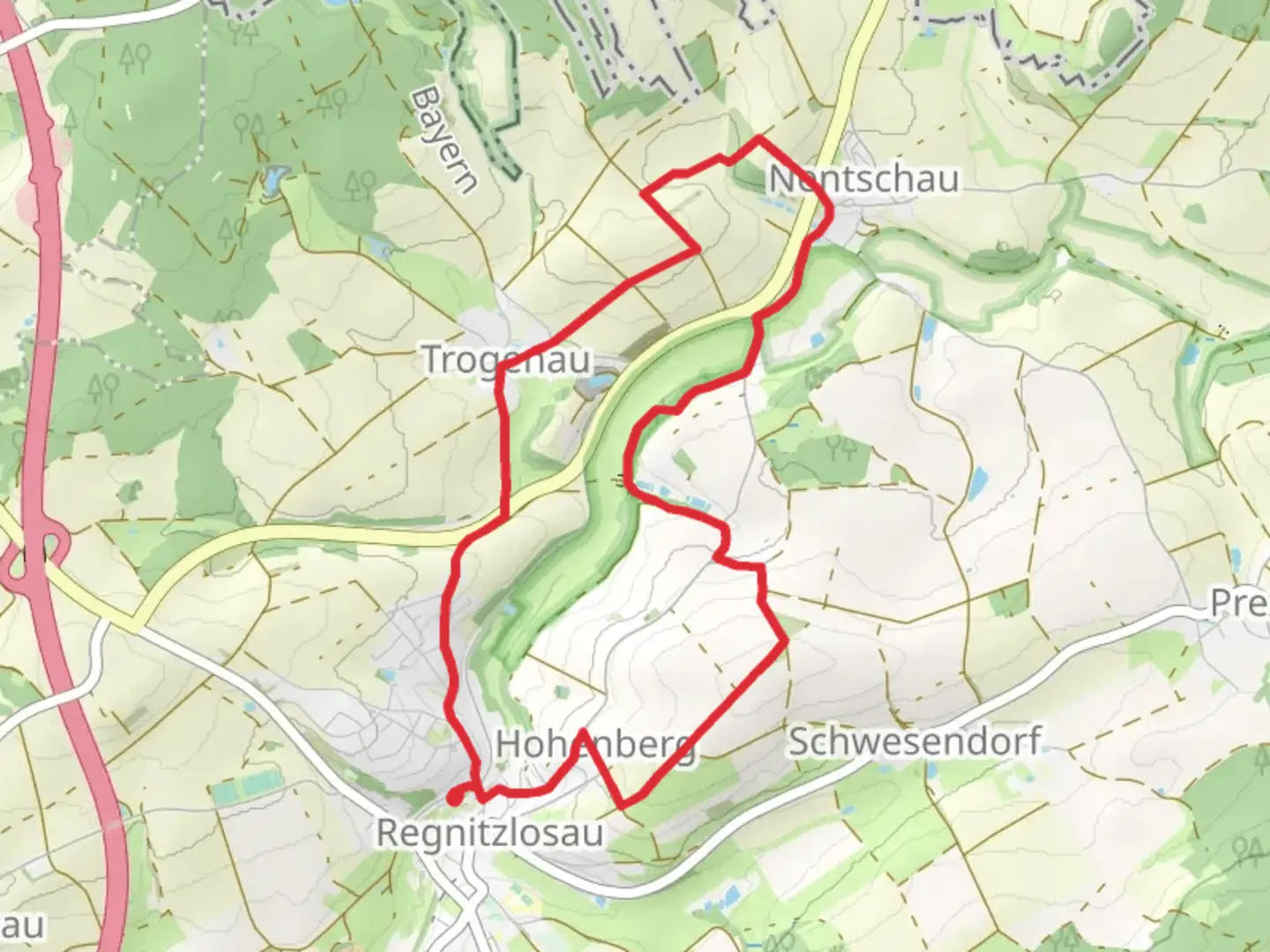 An image depicting the trail Hochkaesweg and its surrounding area.