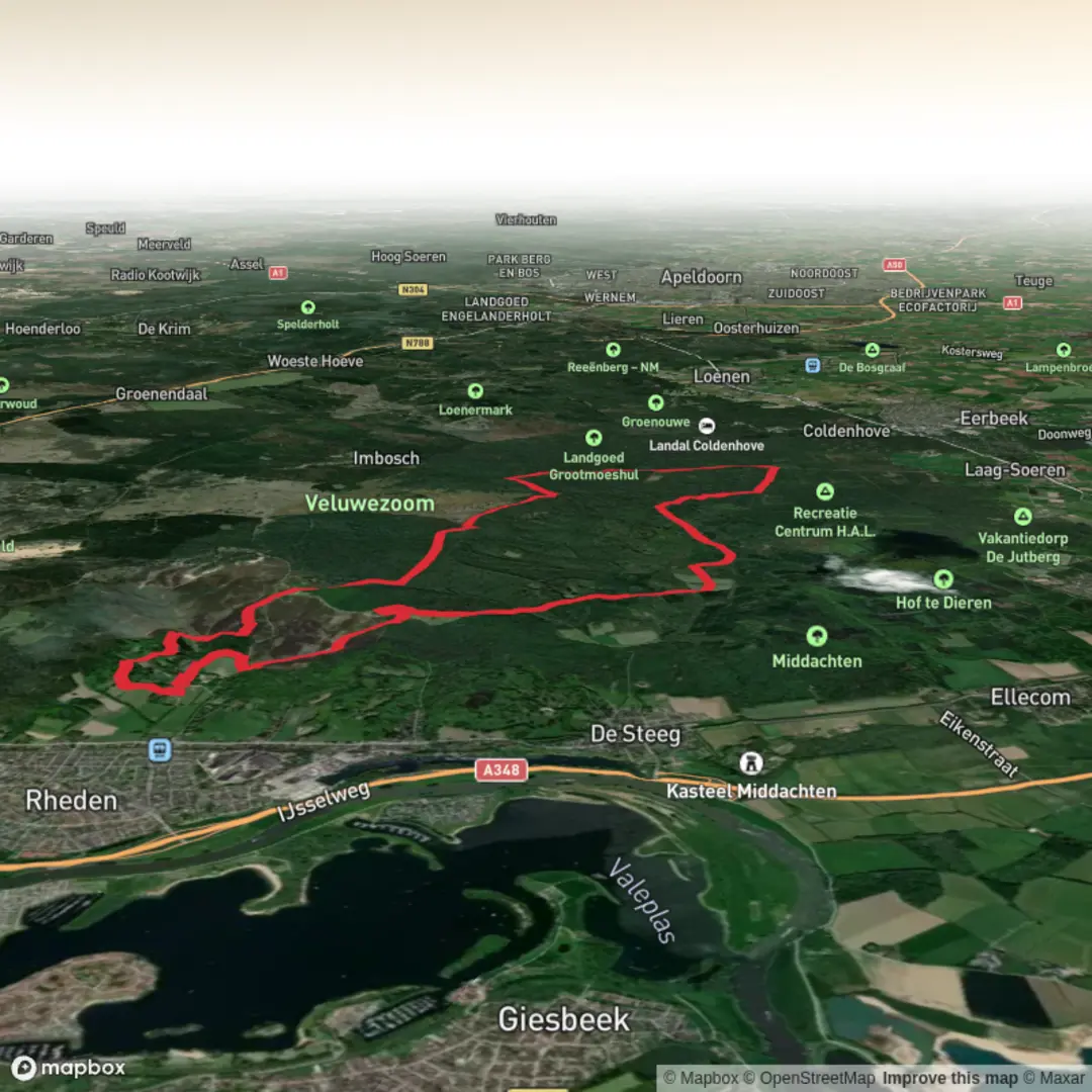 An image depicting the trail Schaddeveld, Drie Timp and De Hangmat Loop and its surrounding area.