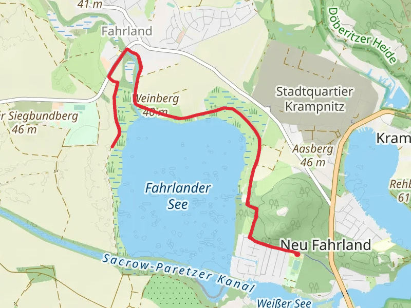 Fahrlander See via Weg am Fahrlaender See and Lichtungsweg