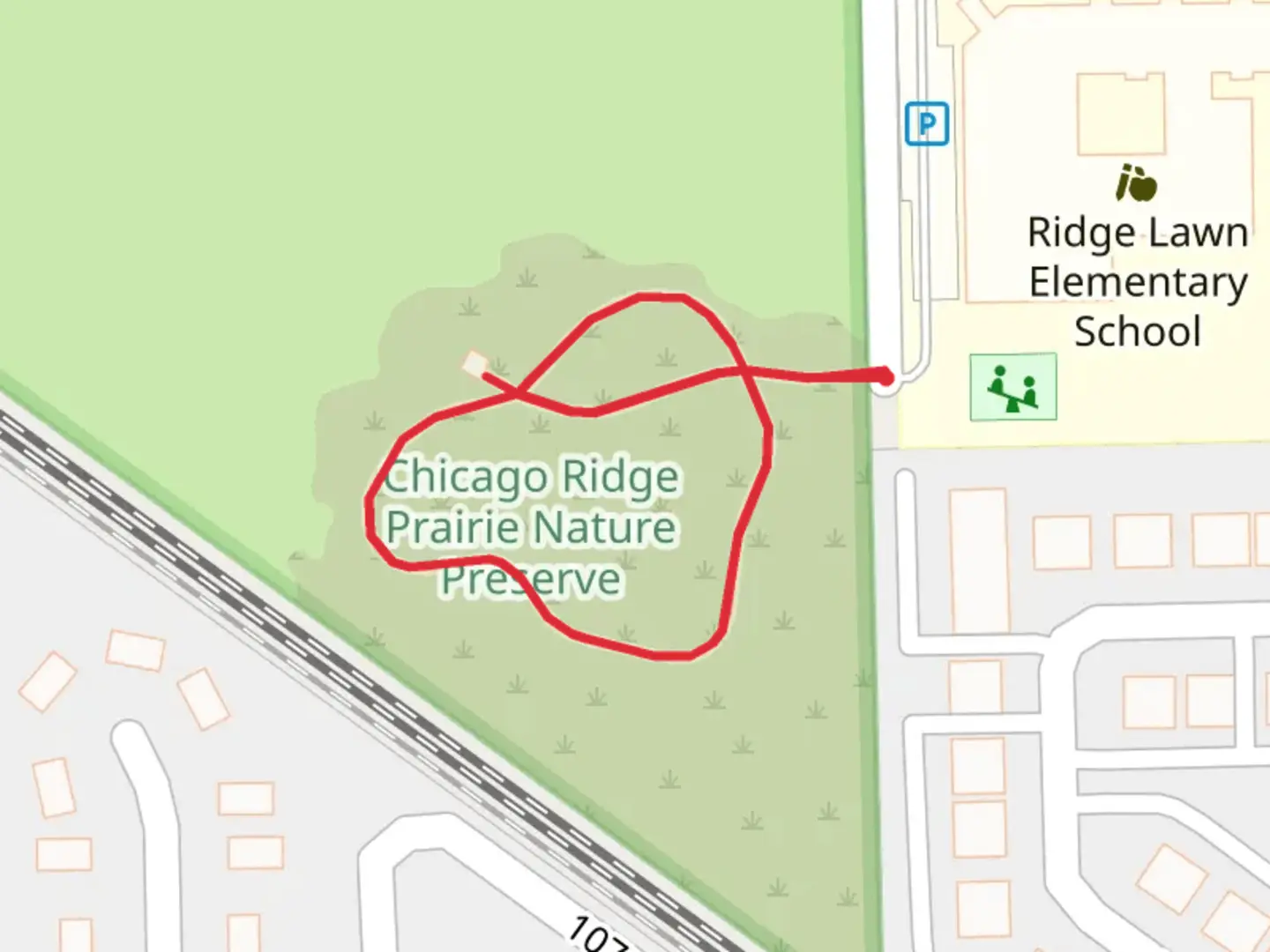 An image depicting the trail Circle Drive Loop and its surrounding area.