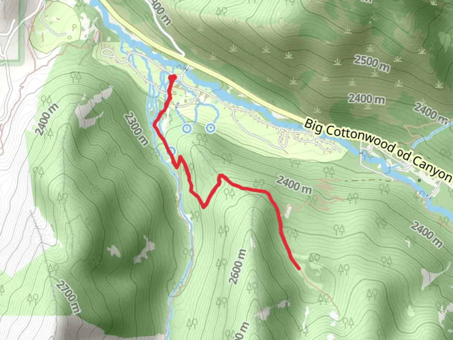 An image depicting the trail Greens Basin Trail and its surrounding area.