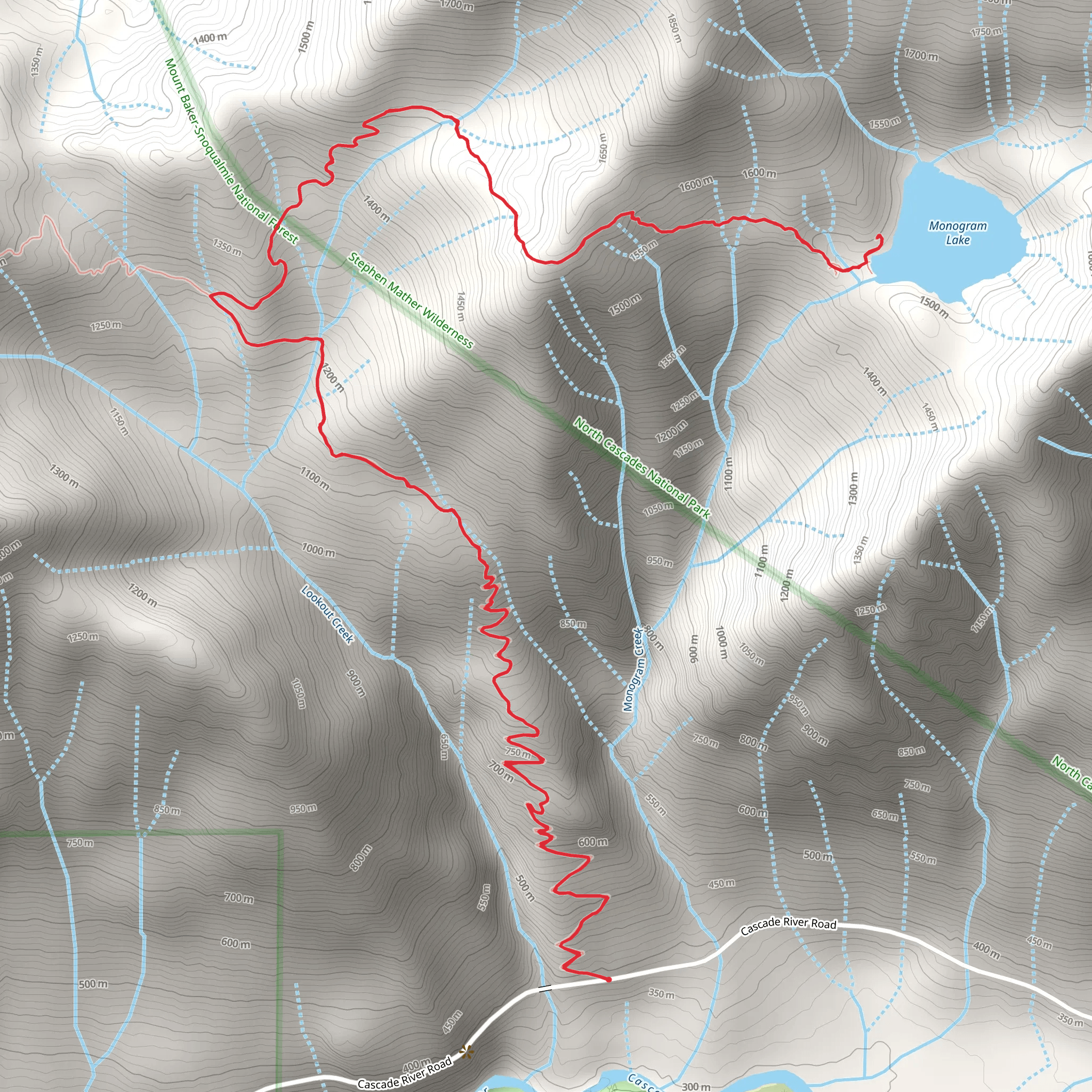Monogram Lake via Lookout Mountain Trail mobile static map