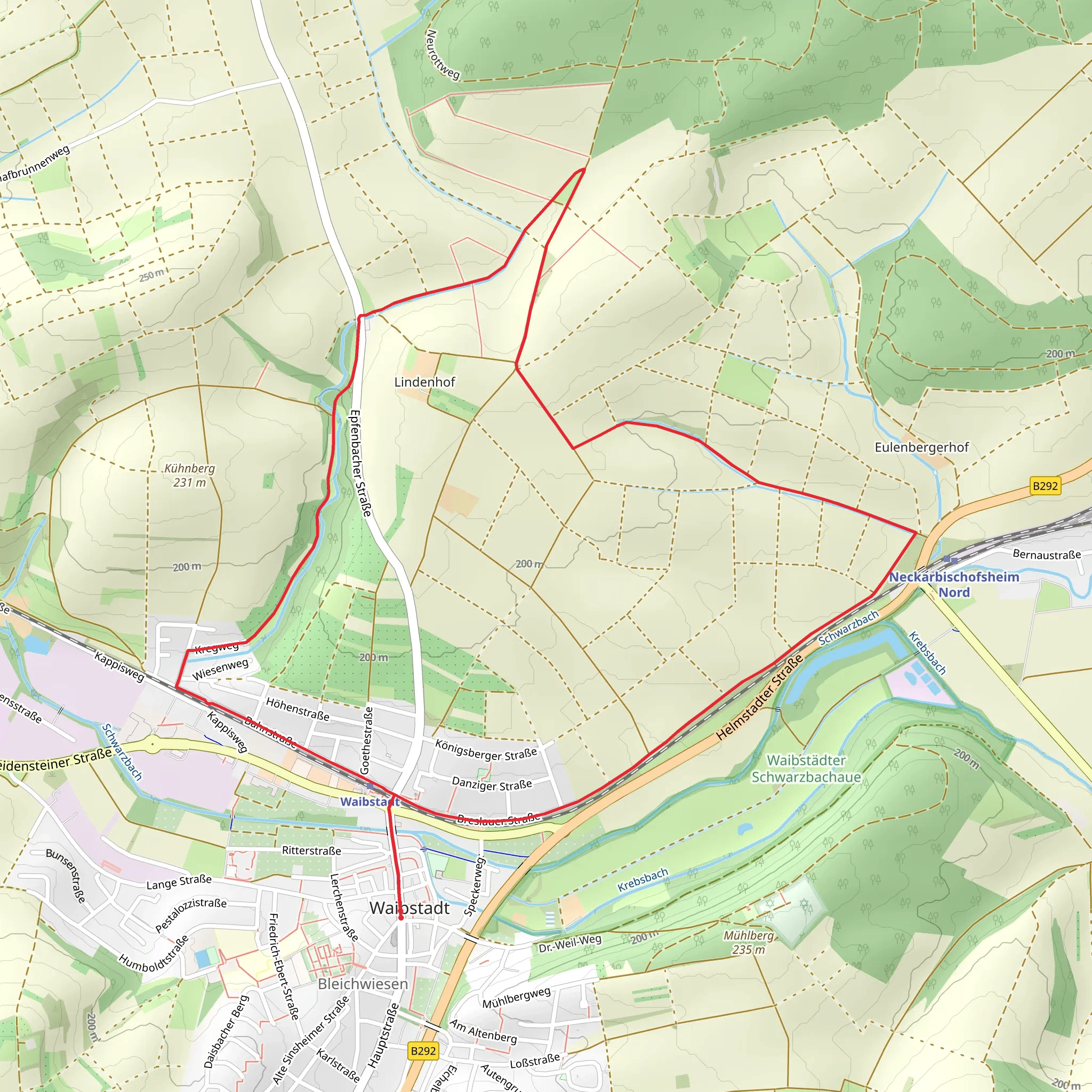 Rundwanderweg Waibstadt - Green Weg mobile static map