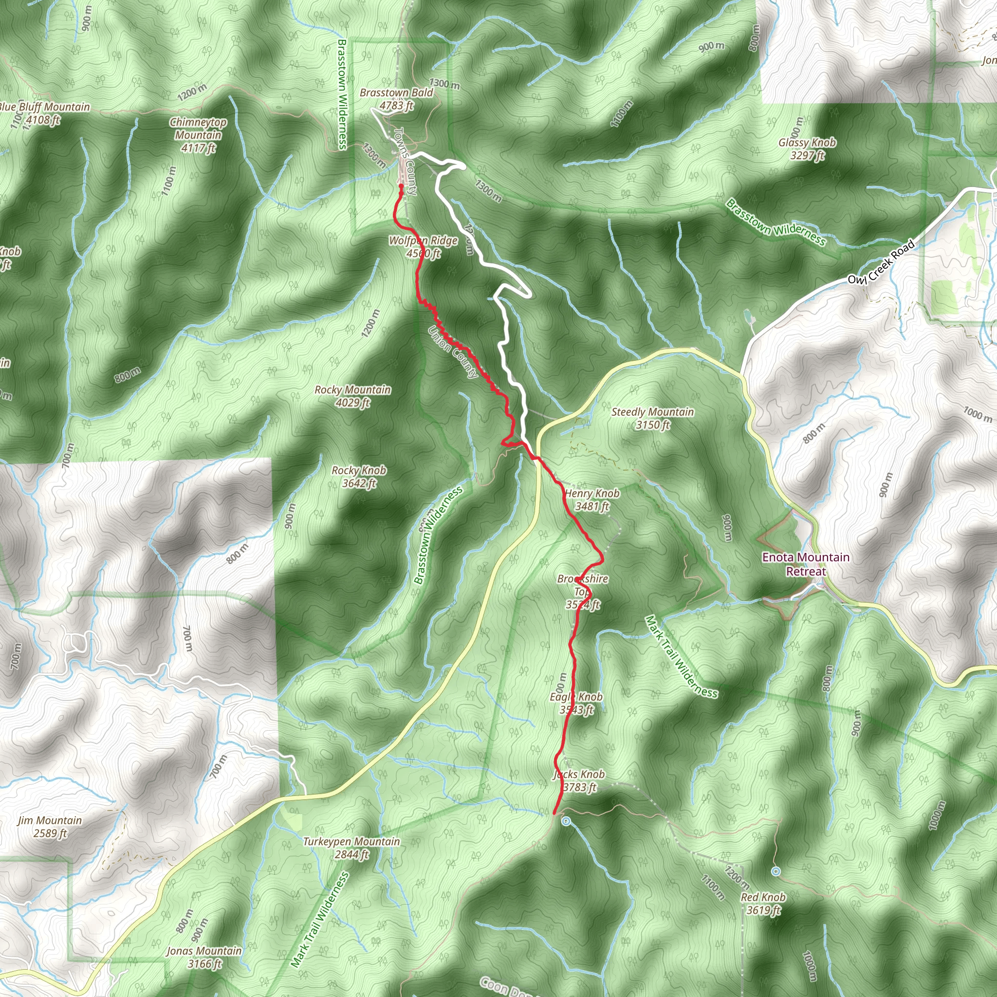 Chattahoochee Gap, Jacks Knob, Eagle Knob, Bookshire Top and Wolfpen Ridge mobile static map