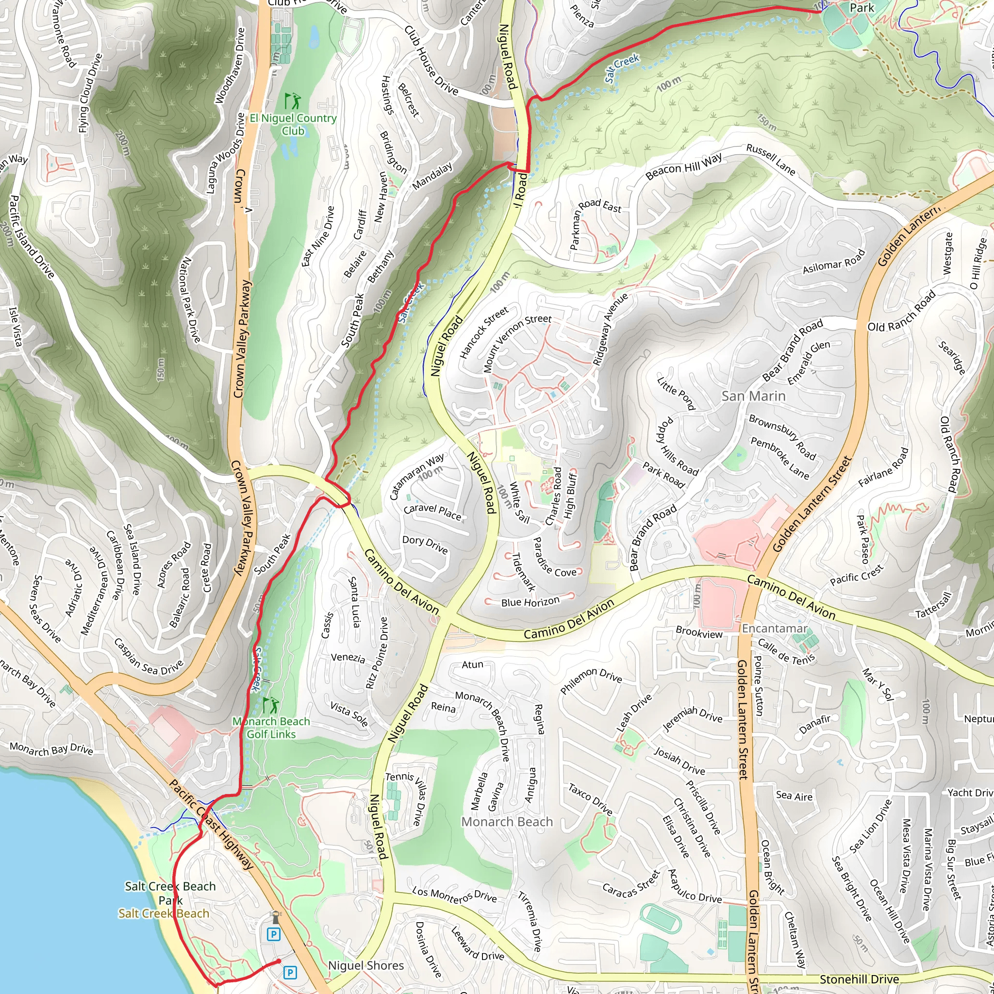 Salt Creek Beach Pedestrian Path and Salt Creek Trail mobile static map