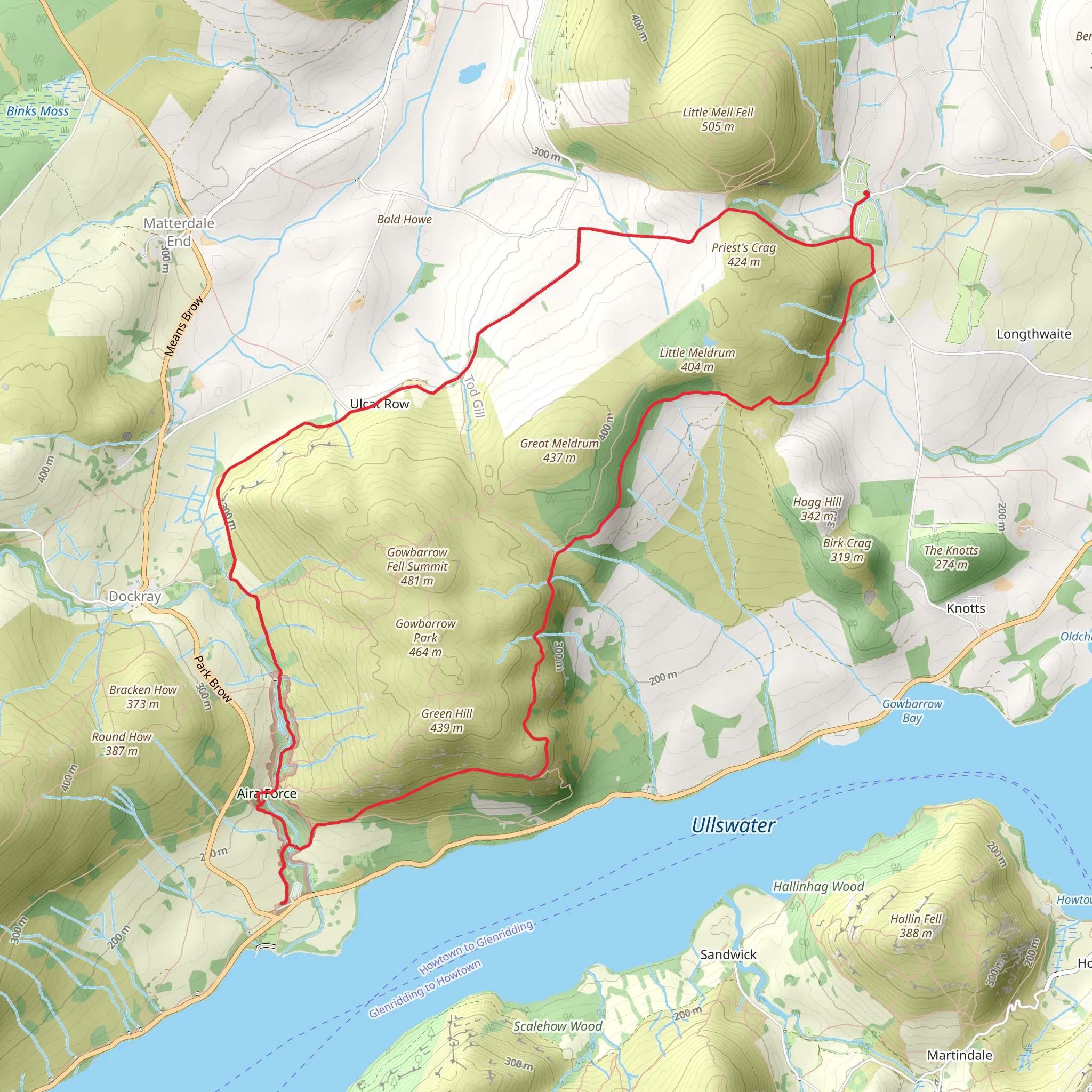 Kieksty Brow, Aira Force and High Force Fall Loop mobile static map