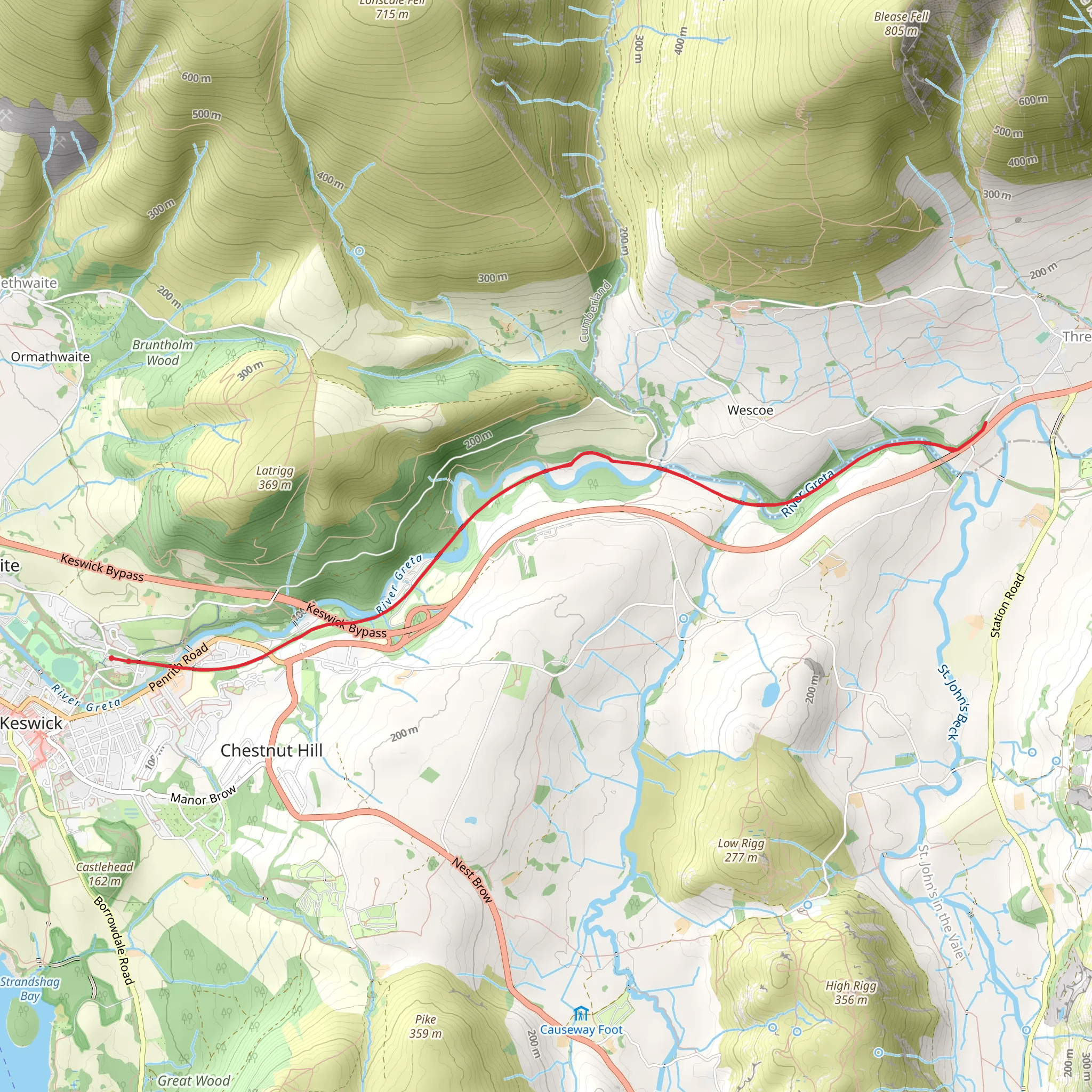 Threlkeld Railway Walk from Keswick mobile static map