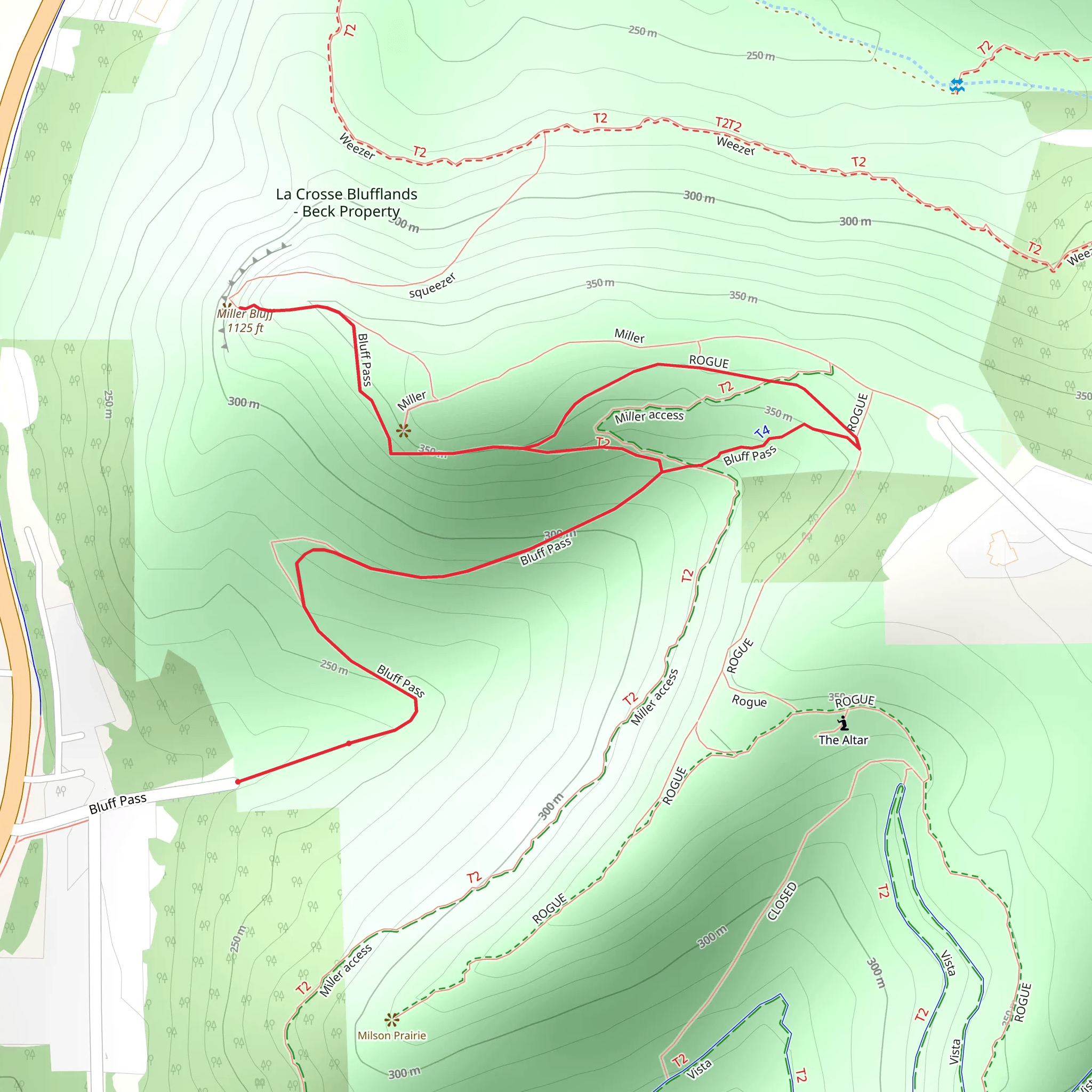 Miller and Bluff Pass Walk mobile static map