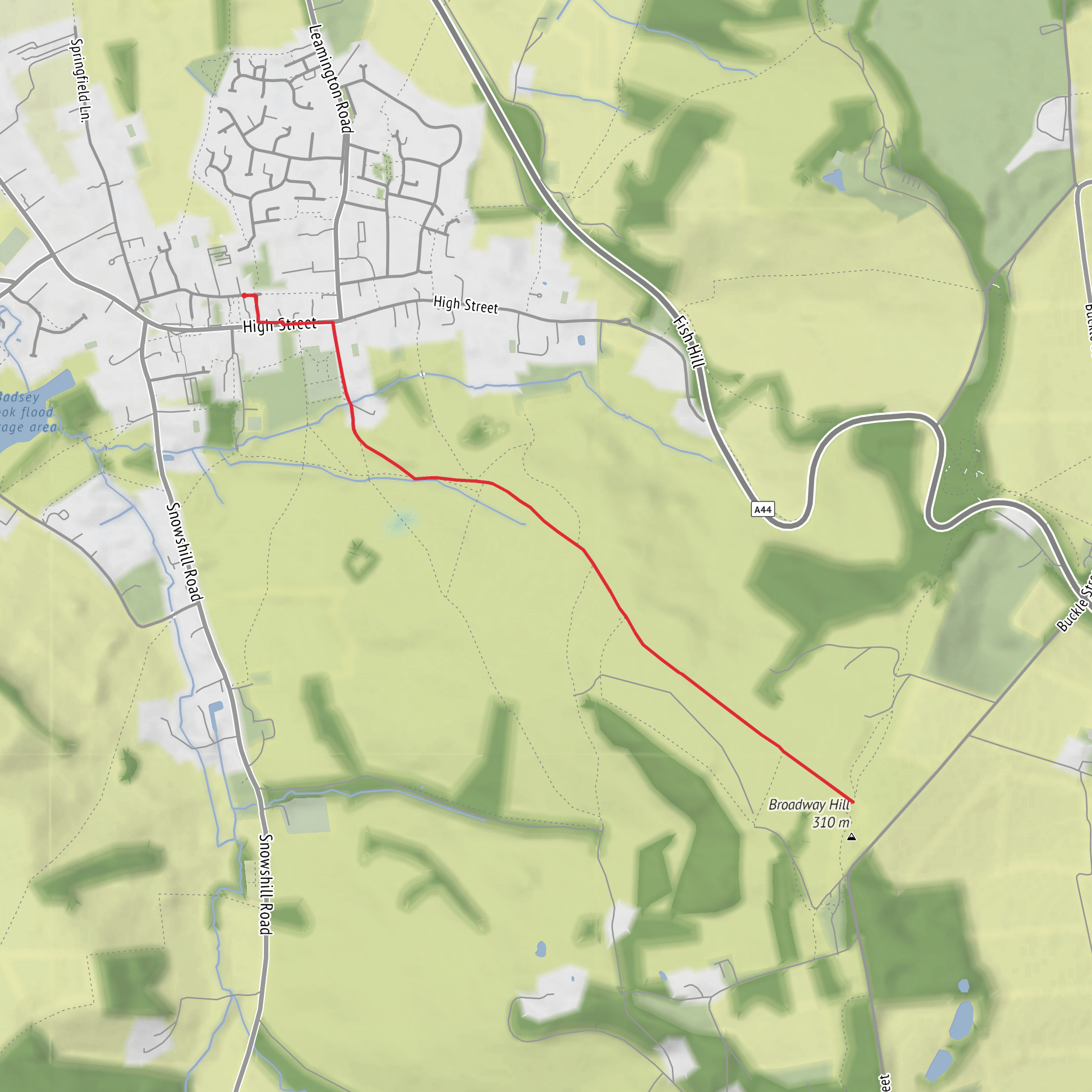 Broadway Tower via Cotswold Way mobile static map