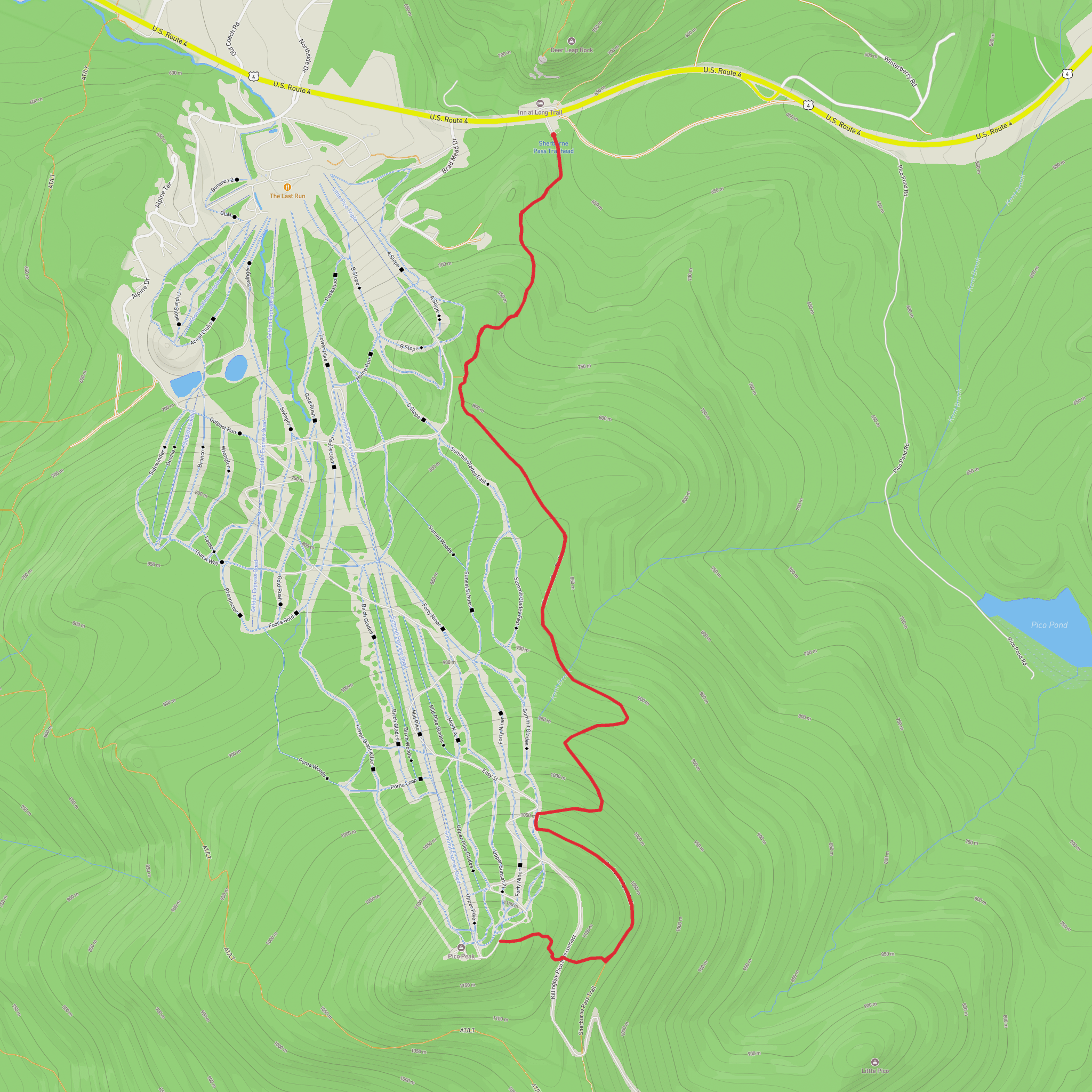 Pico Peak via Sherburne Pass Trail mobile static map
